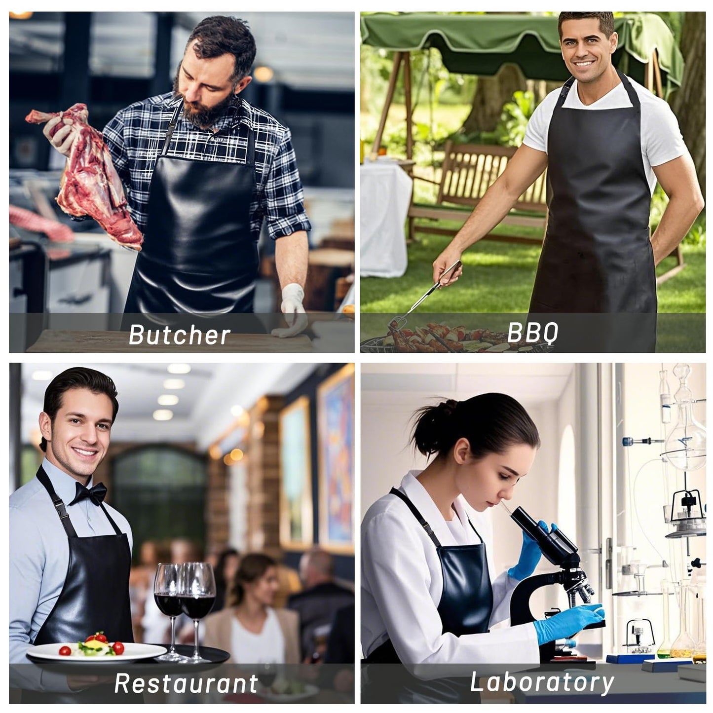 Waterproof Aprons for Dishwashing, 6 Pack 42 Inch Heavy Duty Rubber Apron for Kitchen, Oil- and Stain-Resistant Neat Stitching Butcher Aprons for Men with Adjustable Neck Strap and Long Waist Strap