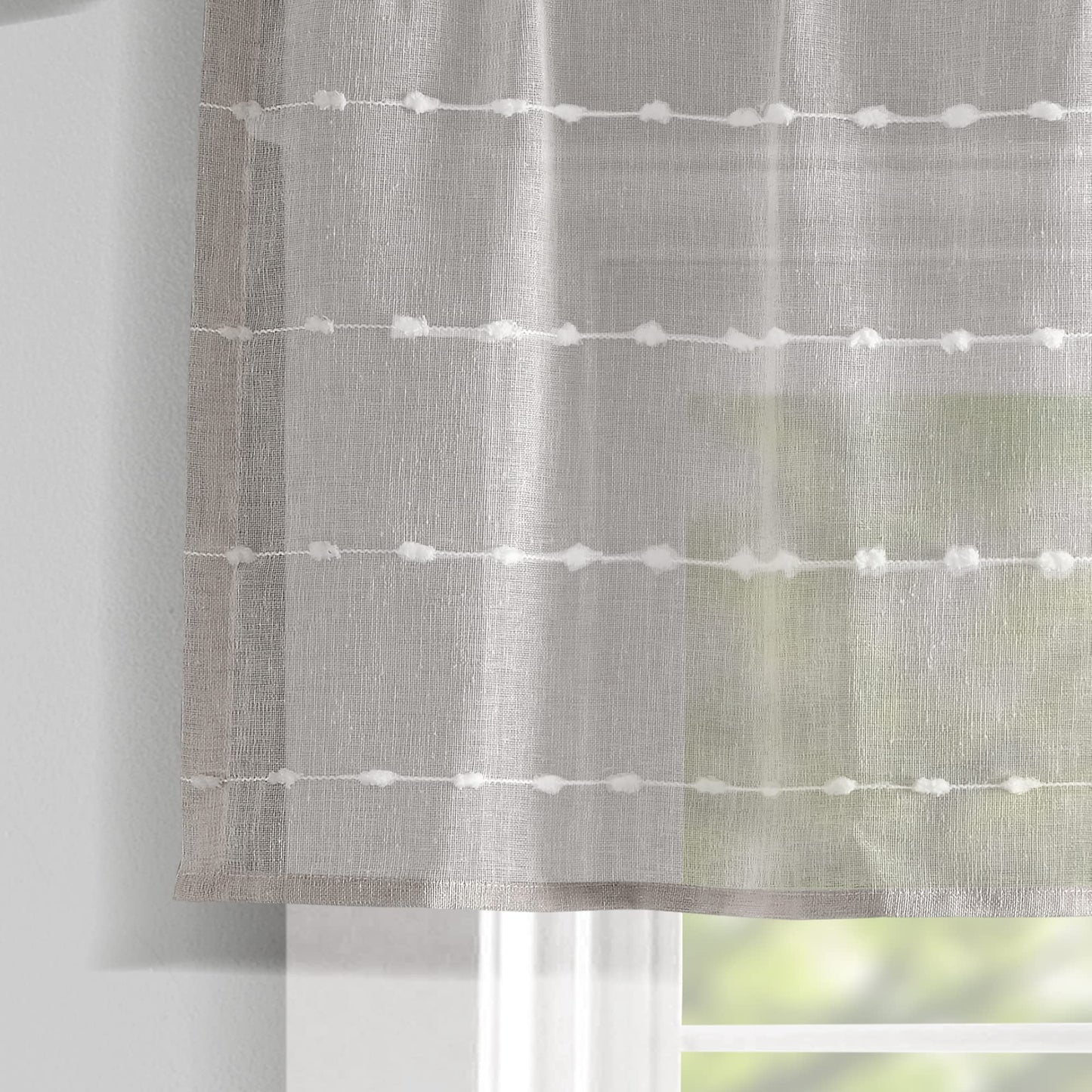 Lush Decor Farmhouse Textured Sheer Window Curtain Valance, 52"W x18"L, Gray
