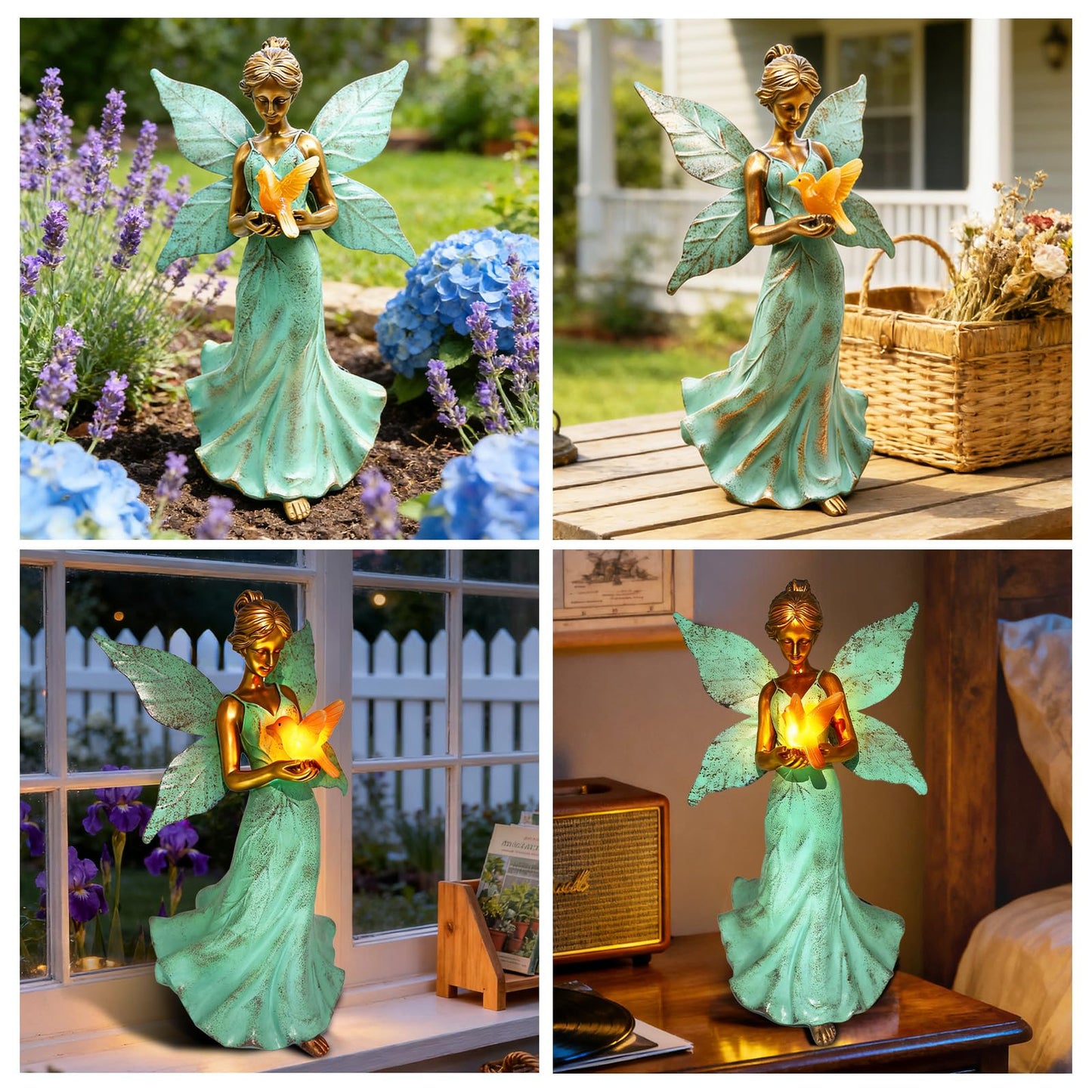 Solar Angel Garden Statues, Outdoor Solar Lights Waterproof, Birthday Gifts for Mom Women Mother's Day, Garden Figurines for Yard Decor Patio Porch Lawn Ornaments