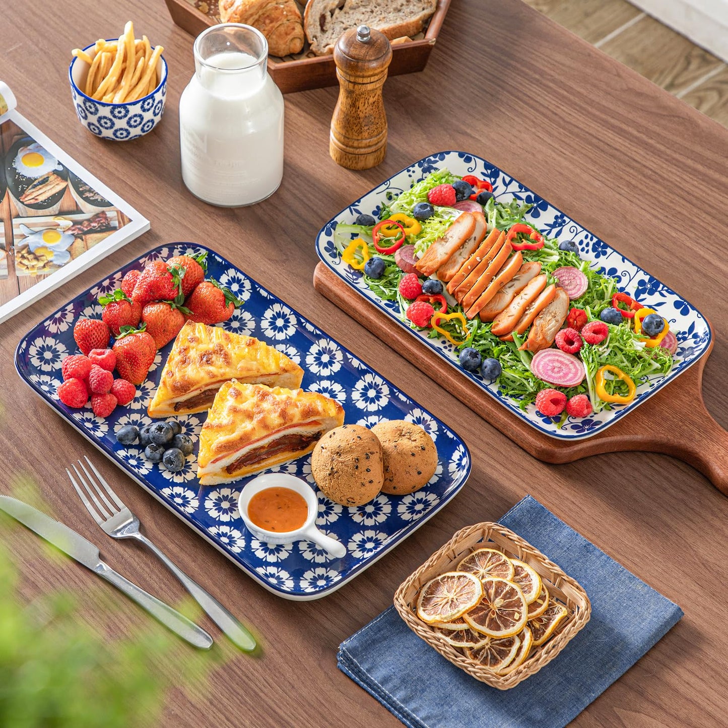 vancasso Porcelain Serving Platters Set of 3, Serving Trays for Party, Serving Dishes for Entertaining, Ceramic Trays for Serving Food, 16"/14"/12" Inch, Series SELENE