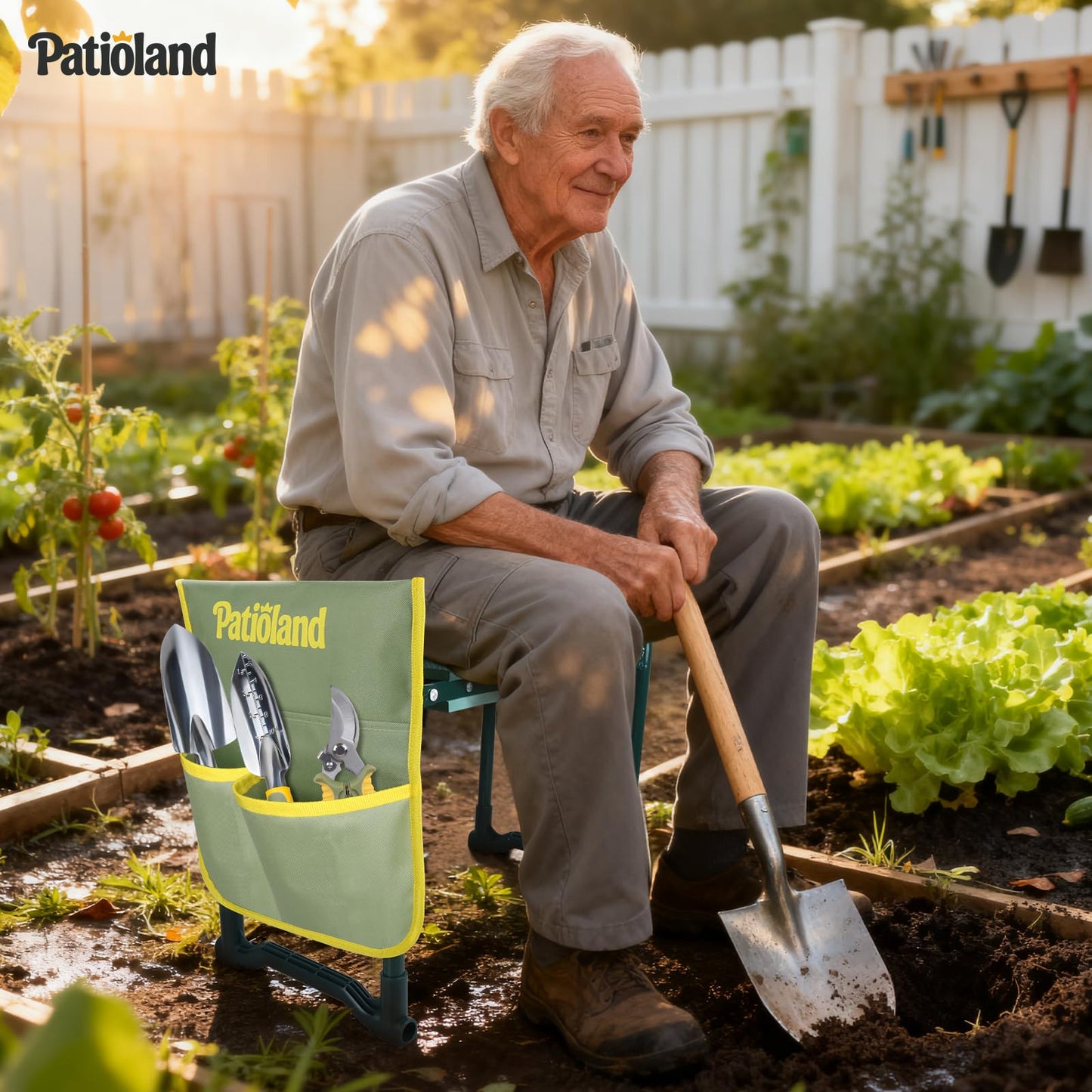 Garden Kneeler and Seat with 1 Gardening Tool Pouch and 1 Tool Bag, 10.2" Widen Heavy Duty Thicken Soft Kneeling Pad, Folding Garden Stool, Outdoor Yard Work Seat, Ideal Gardening Gifts for Mom, Women