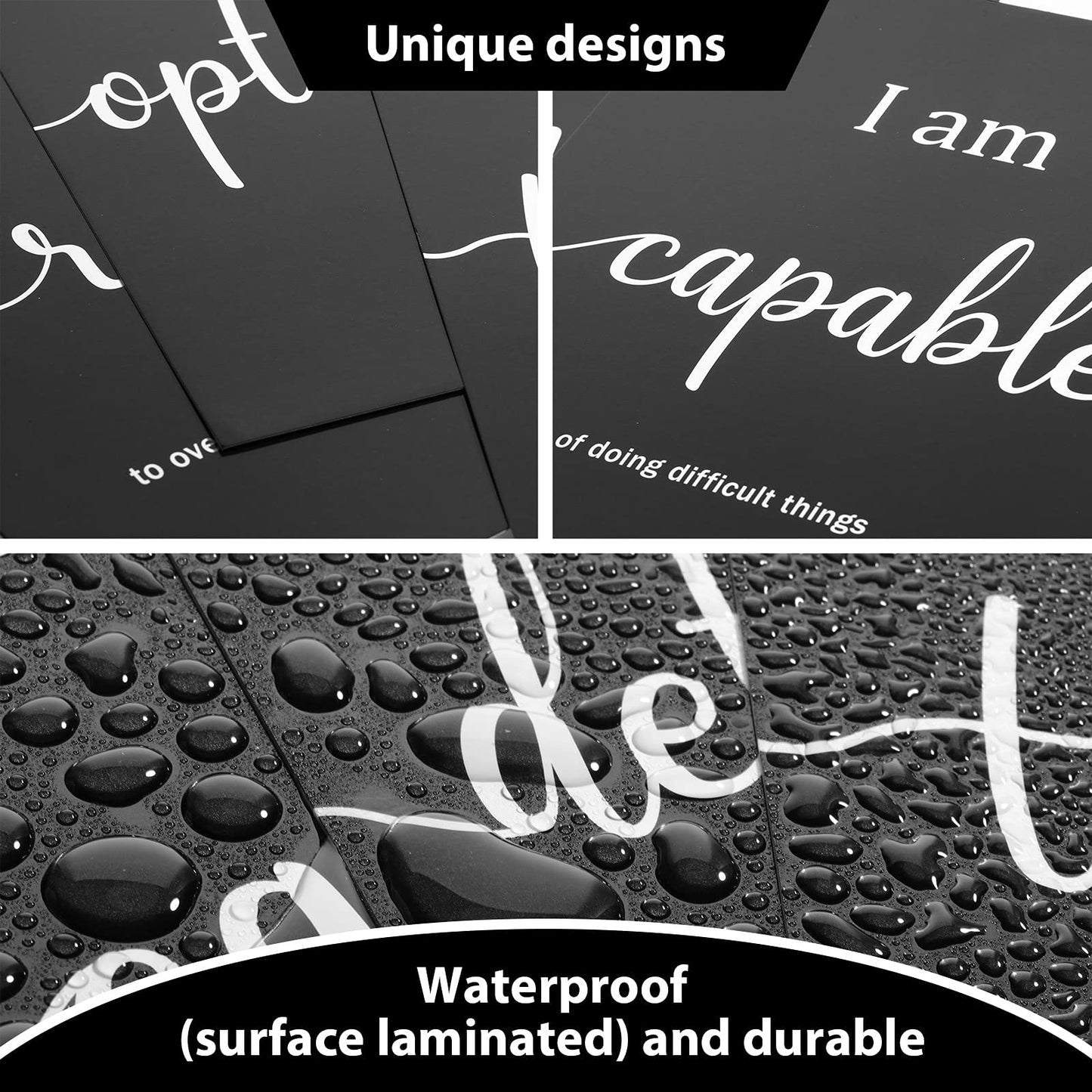 Outus 9 Pieces Inspirational Motivational Wall Art Office Bedroom Wall Art,Daily Positive Affirmations for Men Women Kids Inspirational Positive Quotes Sayings Decor(Black)