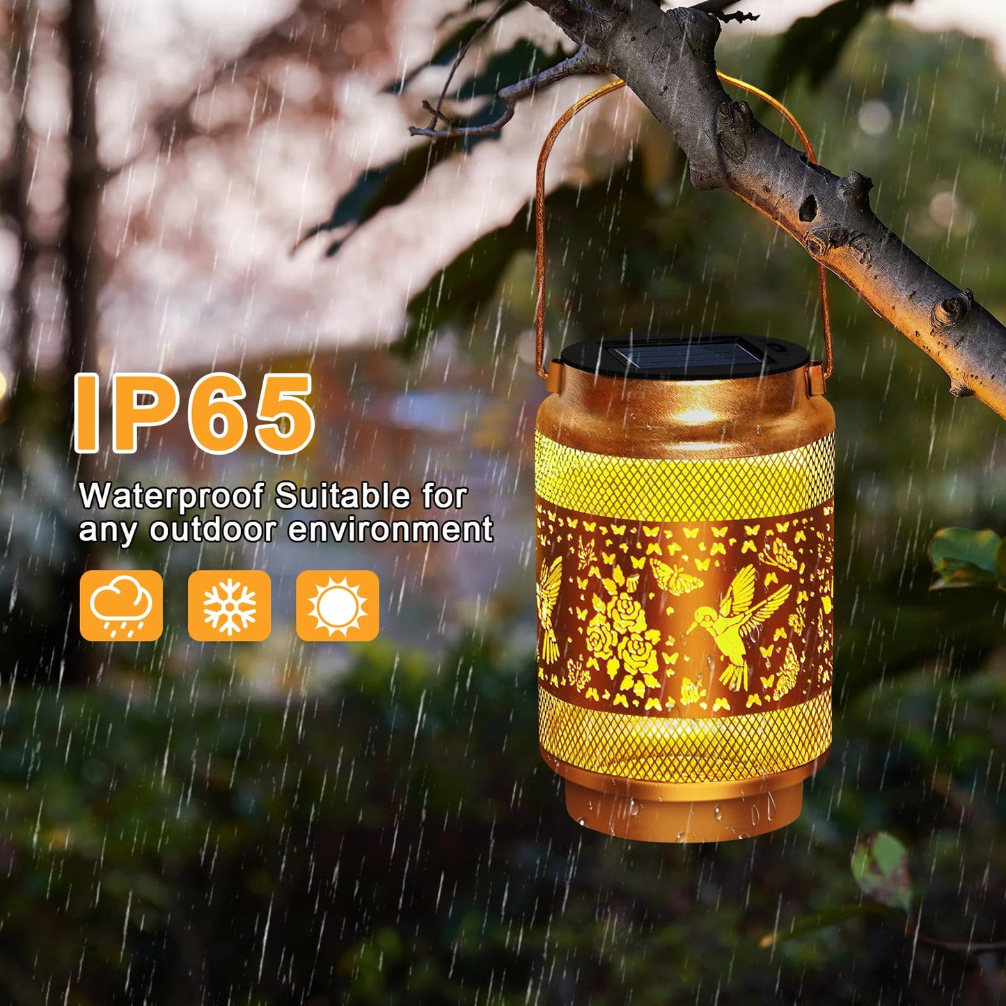 Mothers Day Gifts Solar Lanterns Outdoor Waterproof Hummingbird Garden Decor,Birthday Gifts for Women Mom Grandma,Hanging Solar Hummingbird Lights Outside Hollowed-Out Lantern for Patio,Yard Art,Porch