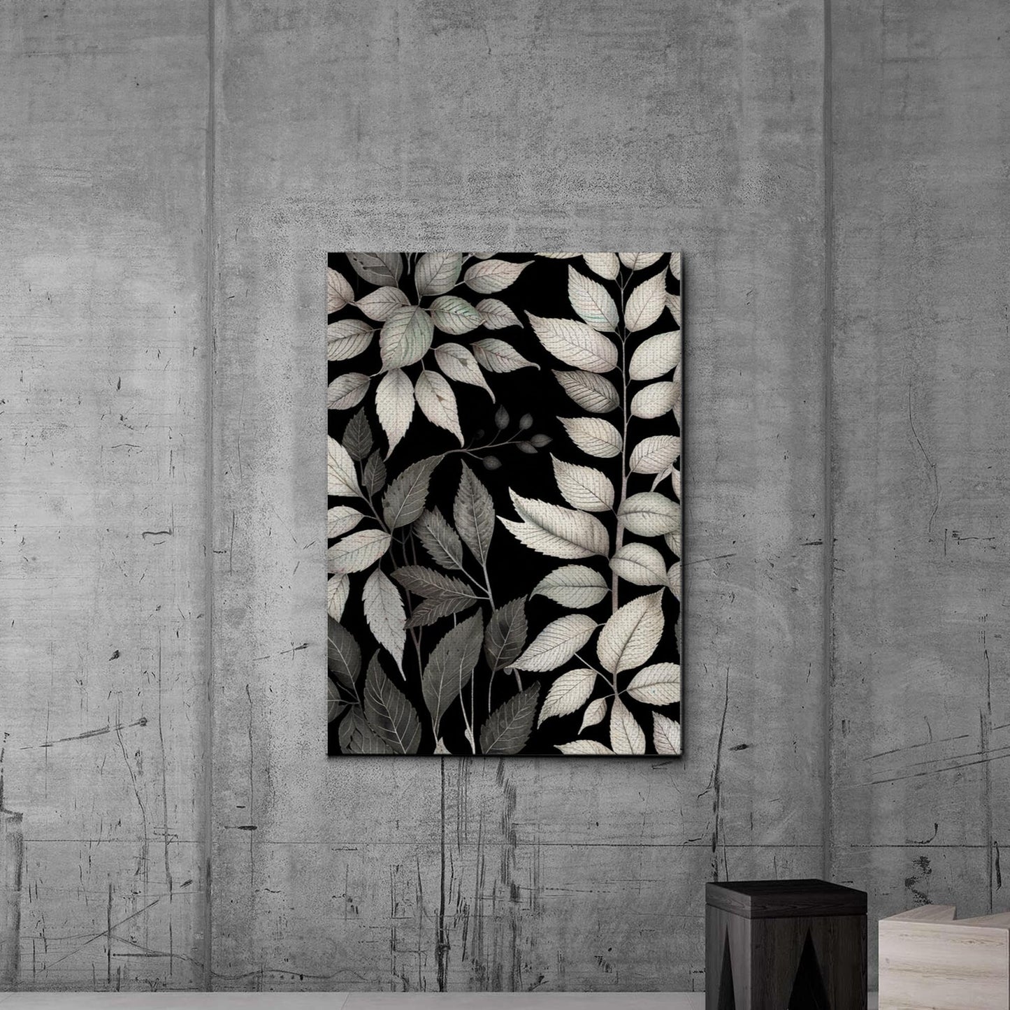 Canvas Print Scandinavian Folk Art Black and Beige Abstract Botanical Wall Art for Scandinavian Home Decor Decor Canvas, Wall