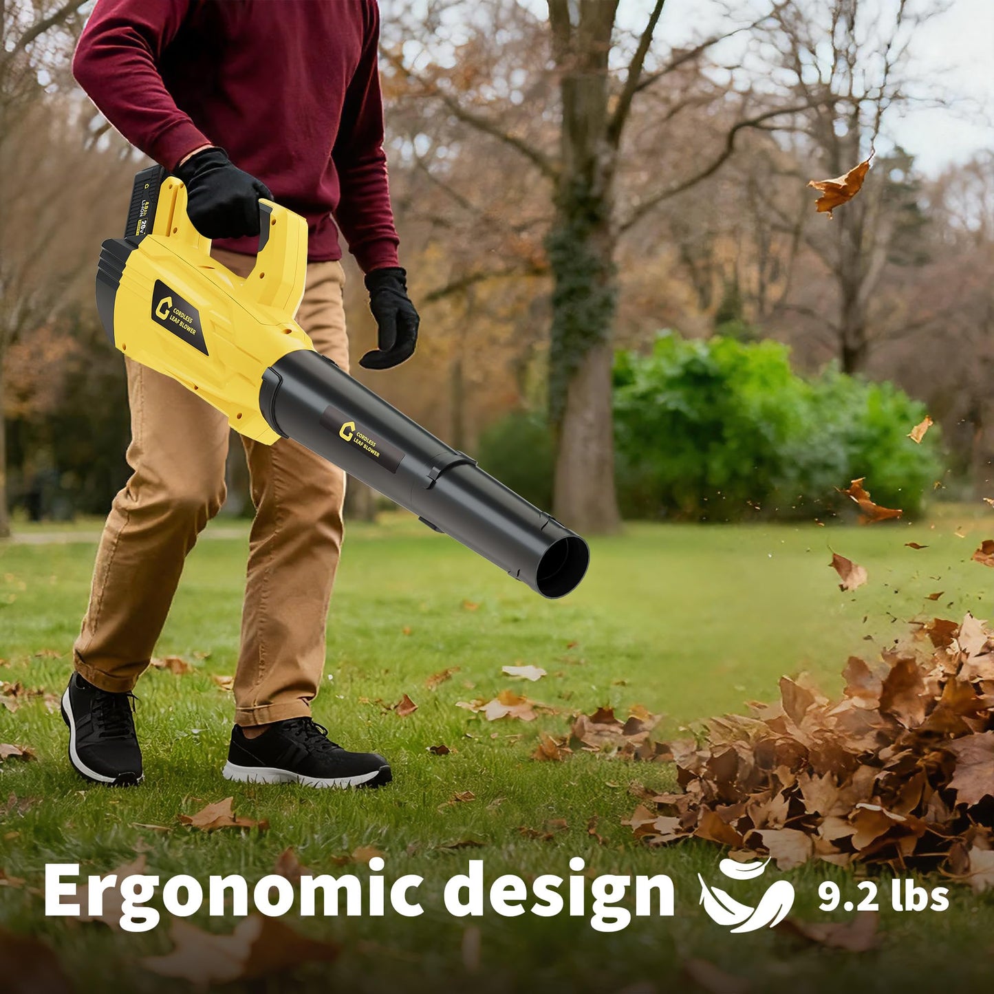 GarveeTech Electric Leaf Blower with Battery and Charger, Cordless Leaf Blower with 700CFM & 250MPH, 20V Handheld Battery Leaf Blowers for Lawn Care, Leaves Cleaning, Dust Blowing