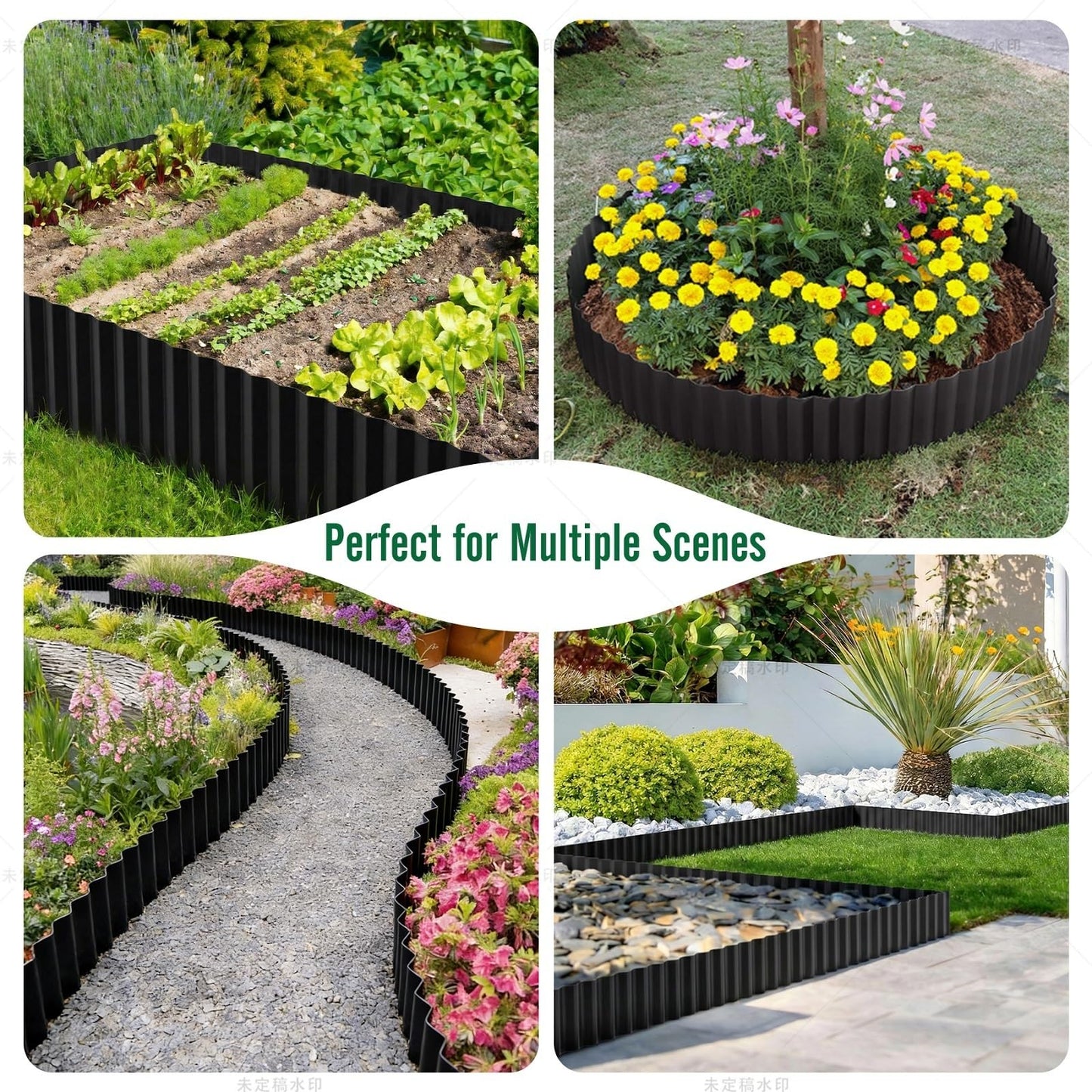 LAVEVE Corrugated Metal Garden Edging 8" x 20Ft, Landscape Edging Border for Lawn, Flower Bed, Garden Fence, Paver Edging (Black)