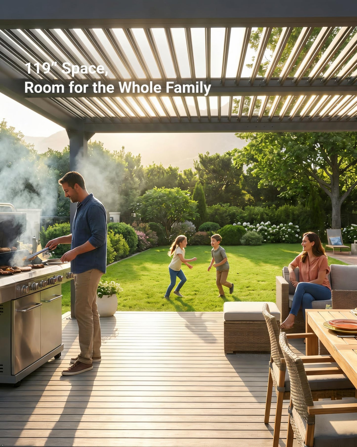 10x10FT Louvered Pergola, Modern Style Outdoor Pergola with Adjustable Louvered Roof, Reinforced Aluminum Frame, Integrated Drainage System, Hardtop Gazebo for Patio, Deck, Gray