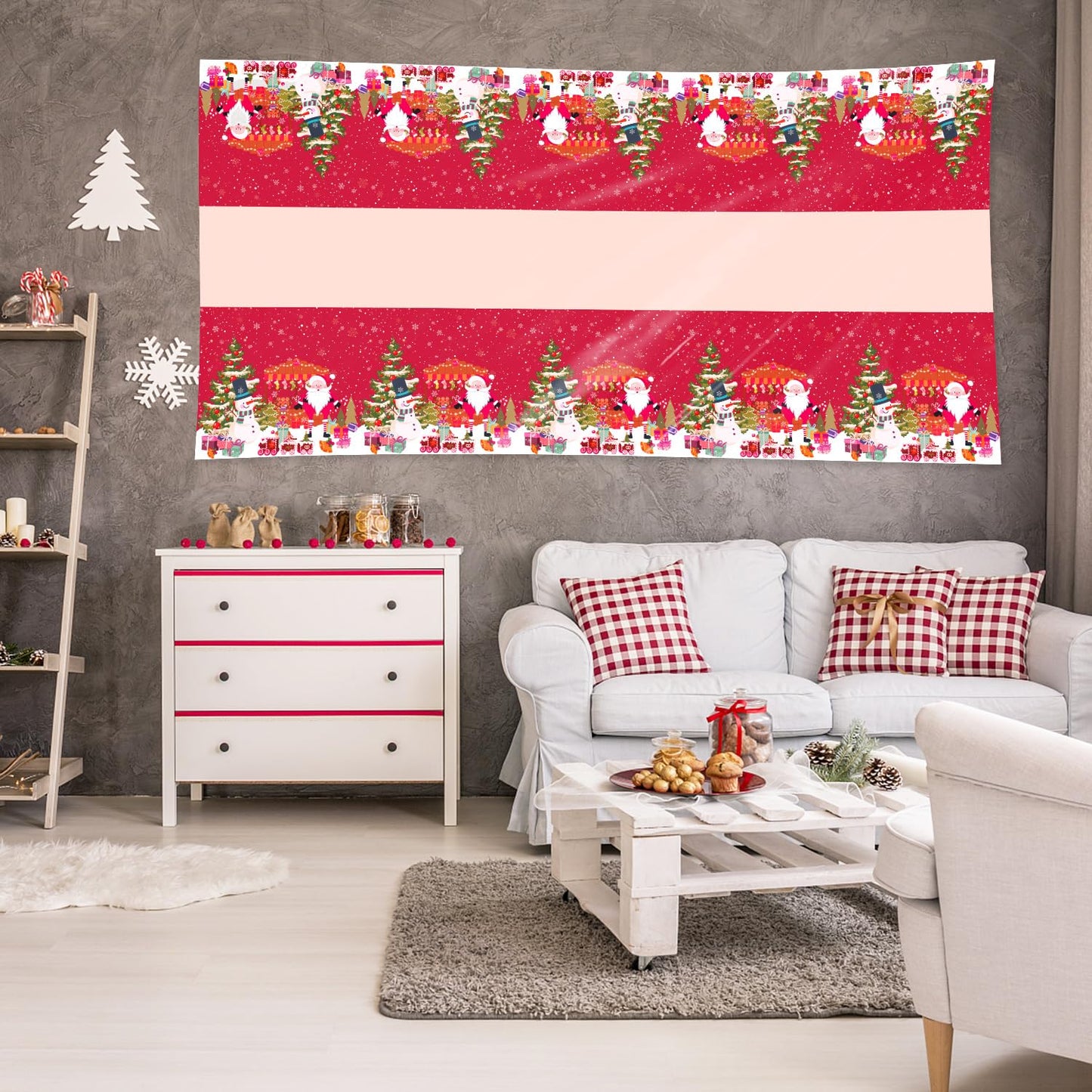 CartaChic Christmas Tablecloth Disposable 3 Pack – 54 x 108 Inch Red Plastic Christmas Snowman Table Cloth for Rectangle Tables，Xmas Decor Holiday Party Supplies