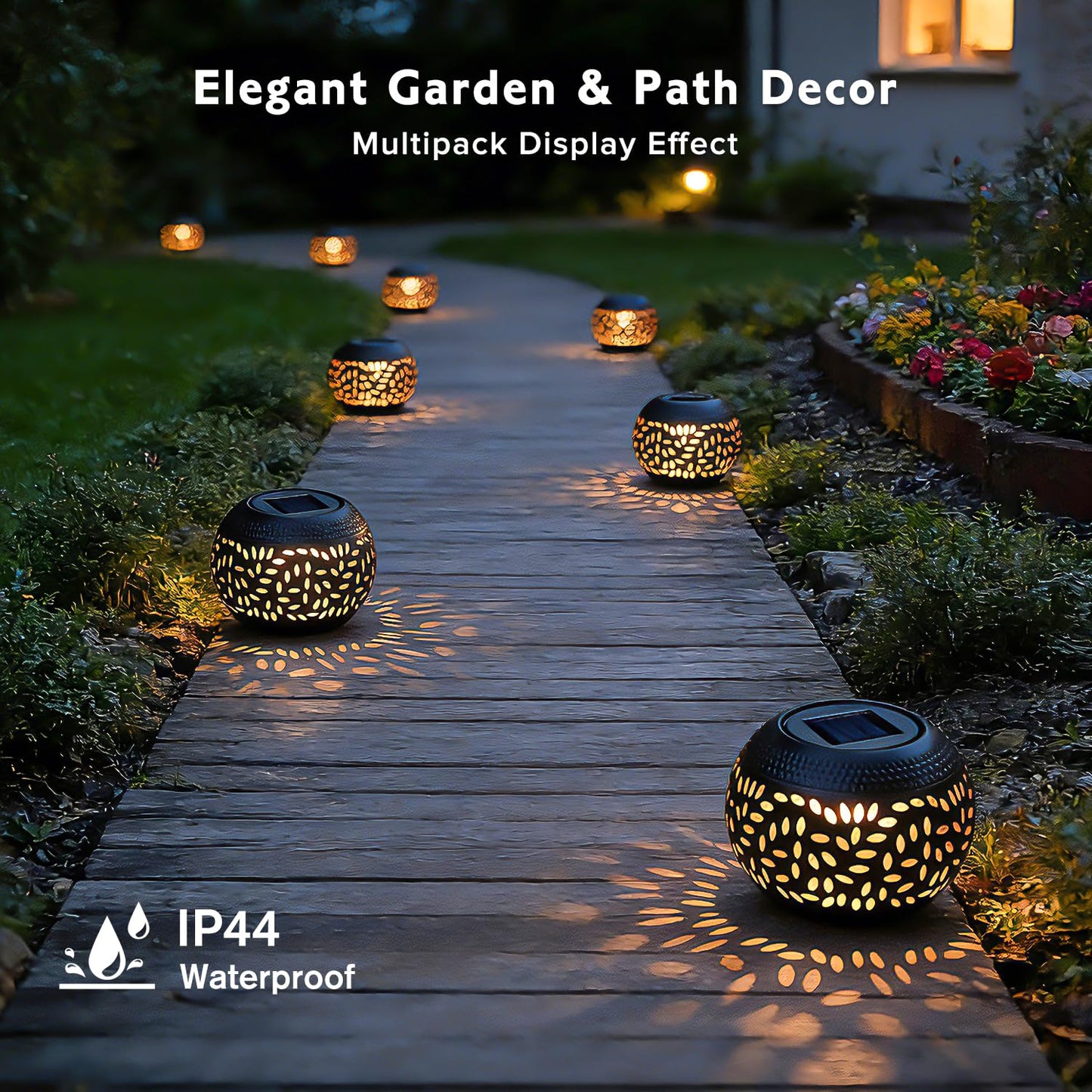 JMEXSUSS Solar Lanterns Outdoor Waterproof, Gifts for Women Mom Grandma, Outdoor Solar Lanterns for Porch Table Outside Patio Garden Camping Yard Wedding, Black