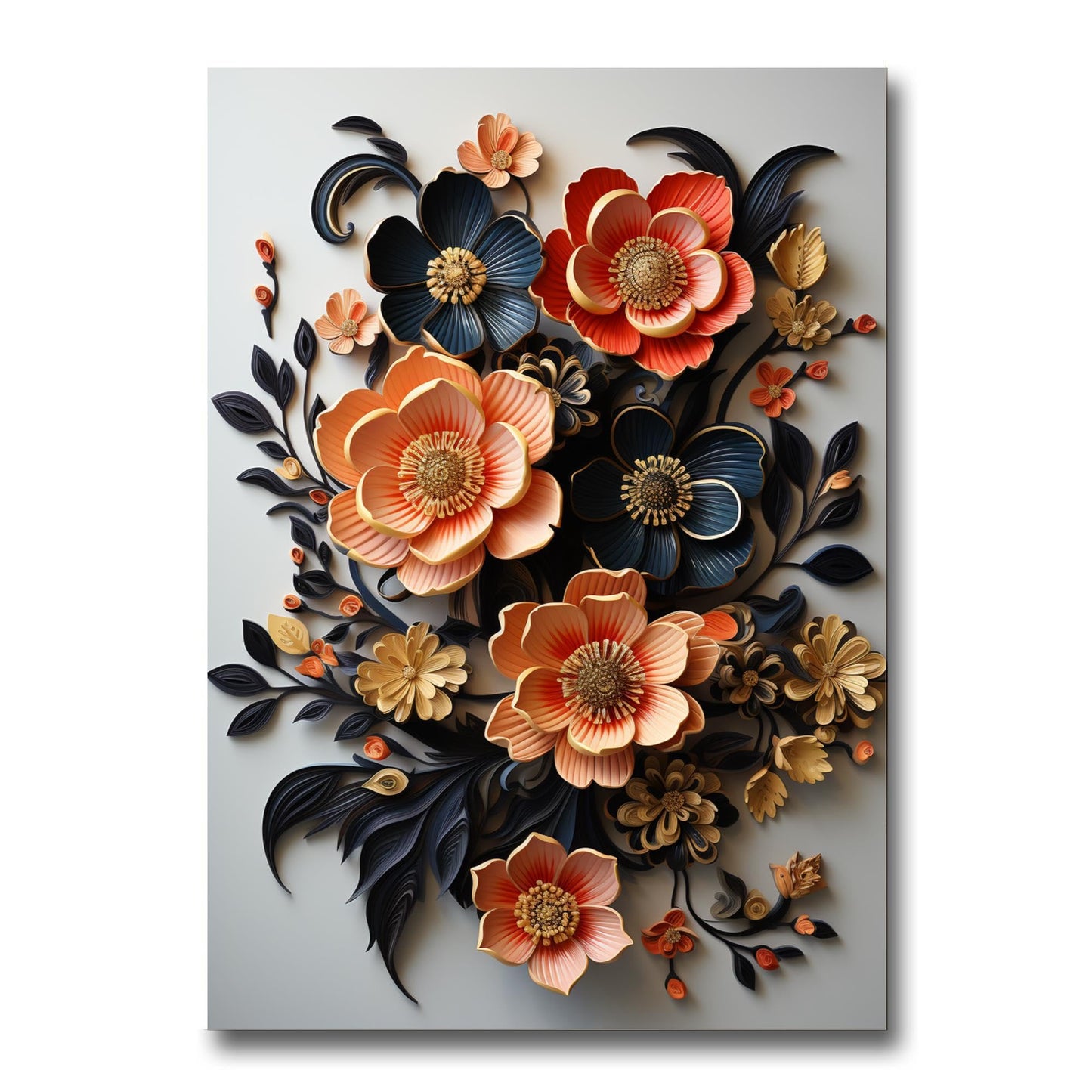 Scandinavian Folk Art, Black and Beige Abstract Botanical Wall Art for Scandinavian Home Decor, Poster, Art Decor