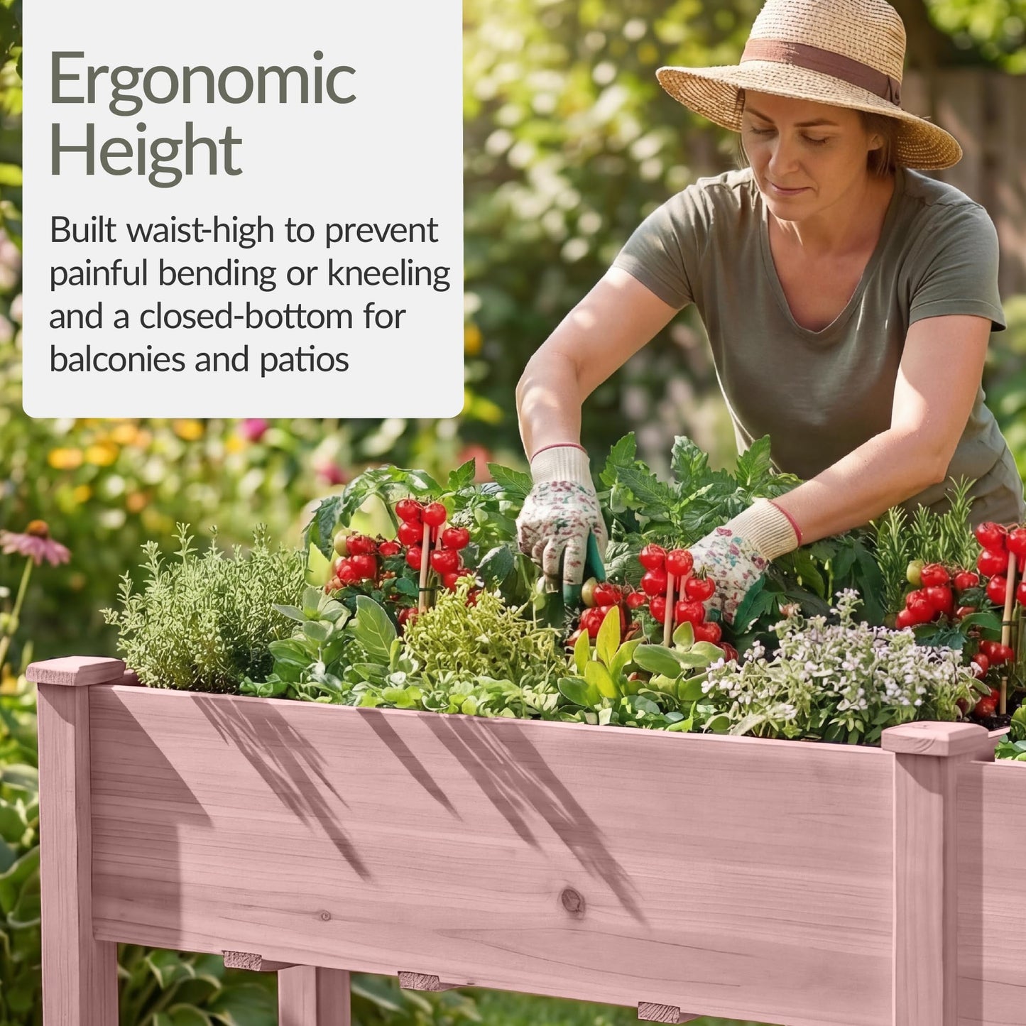 Best Choice Products 72x24x30in Raised Garden Bed, Elevated Wood Planter Box Stand for Backyard, Patio, Balcony w/Divider Panel, 6 Legs, 300lb Capacity - Pink