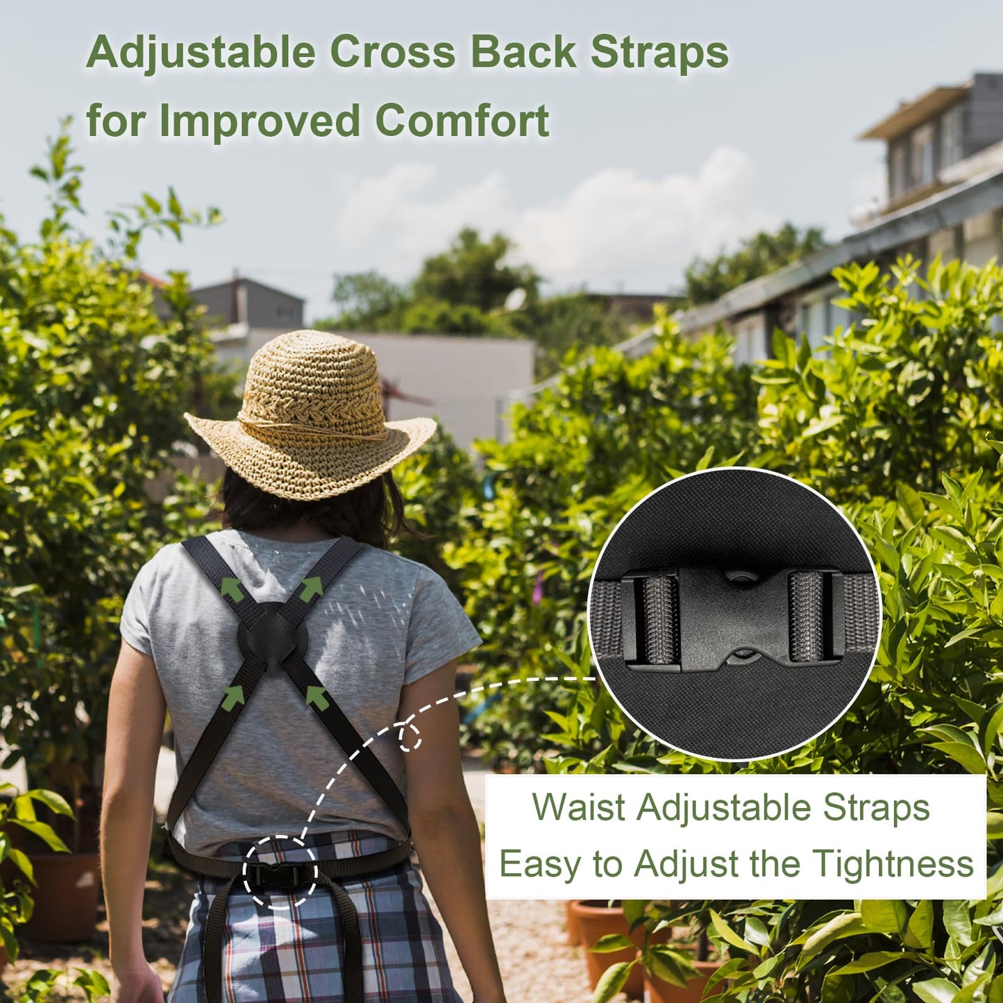 Cover Geny Gardening Apron Waterproof Cross Back Apron, 600D Heavy Duty Apron Harvest with Pockets, Adjustable Straps and Quick Release (BLACK)