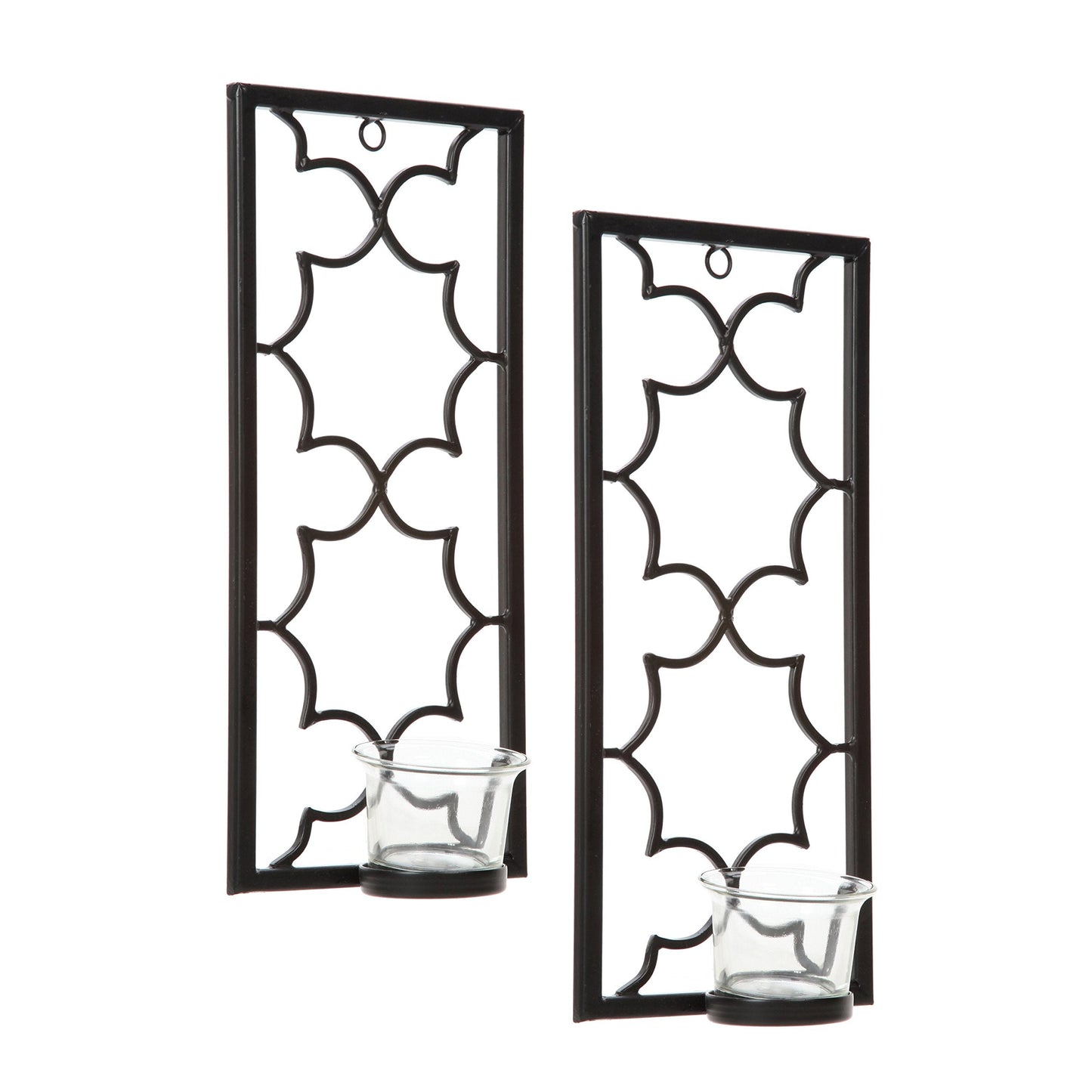 Hosley's Set of Two, 11" High Iron Tea Light LED Candle Wall Sconces, Black. Hand Made by Artisans. Ideal Gift for Wedding, Special Occasion, Spa, Aromatherapy, Meditation Setting. O3