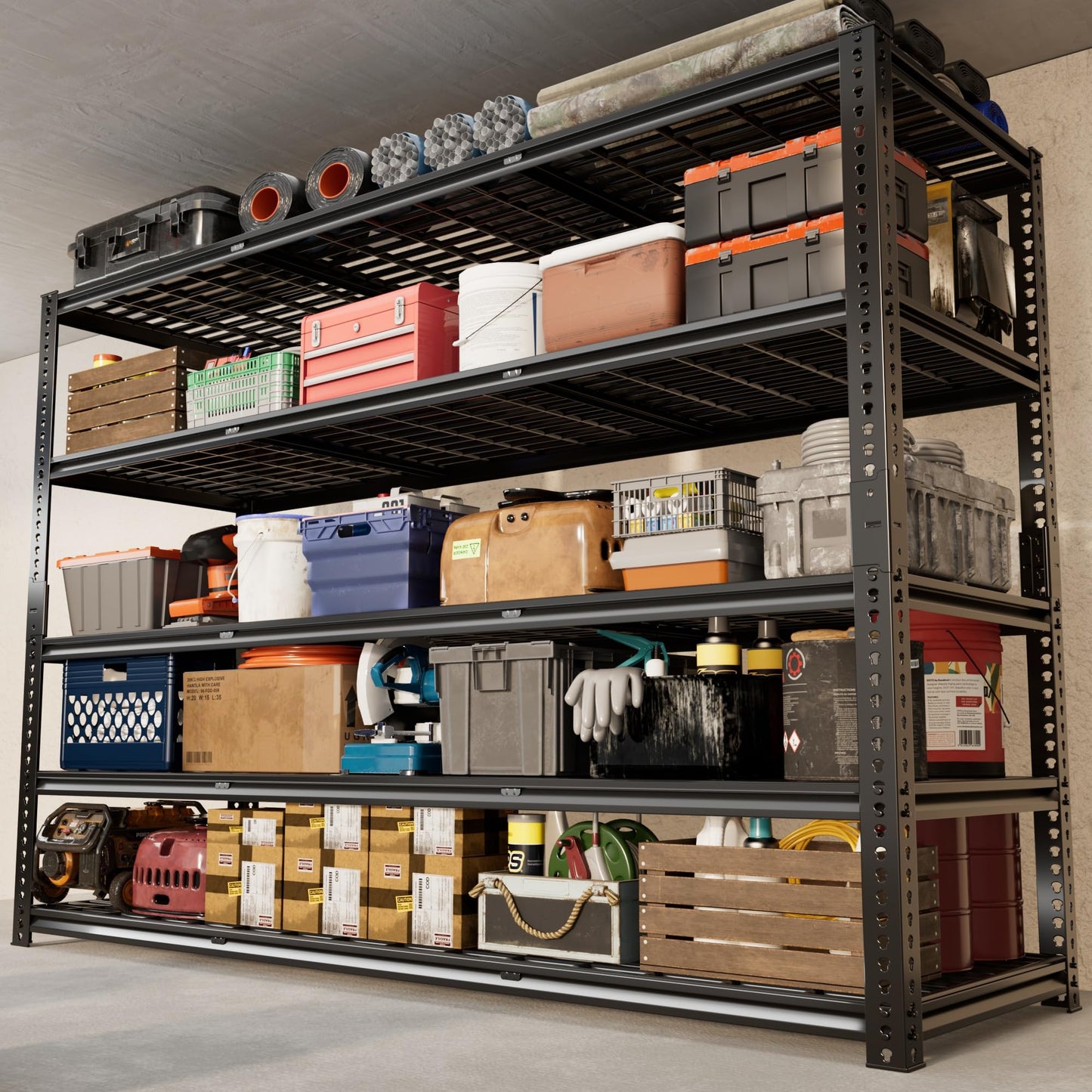 VDEVY 60" W x 24" D x 72" H Garage Shelving Heavy Duty Metal Shelving 3030LBS Storage Shelves Adjustable Metal Shelves for Storage Industrial Garage Shelves for Warehouse Basement