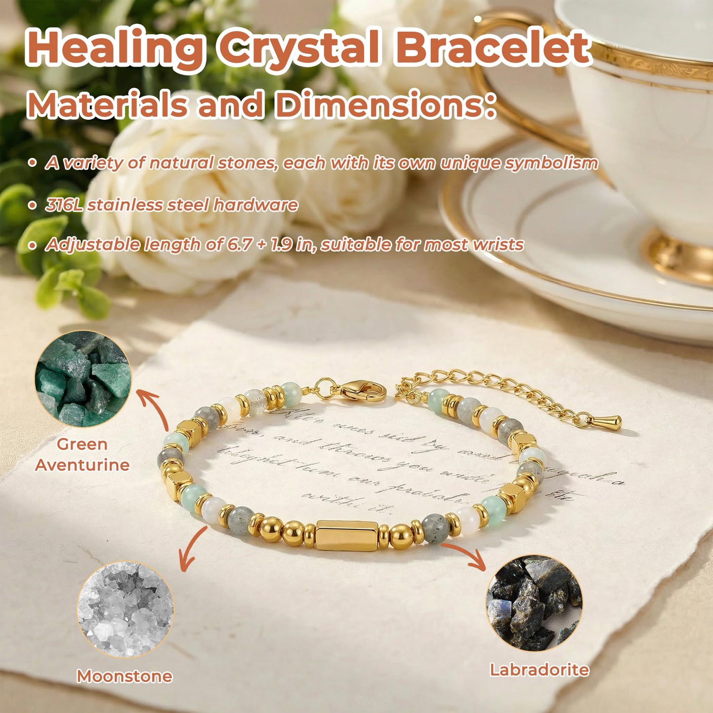 QINJIEJIE New Beginnings Gift Retirement Bracelet for Women Friends Graduation Bracelets Gift for Her Farewell Gifts for Coworkers Friends Housewarming Going Away Healing Crystals Bracelet Jewelry