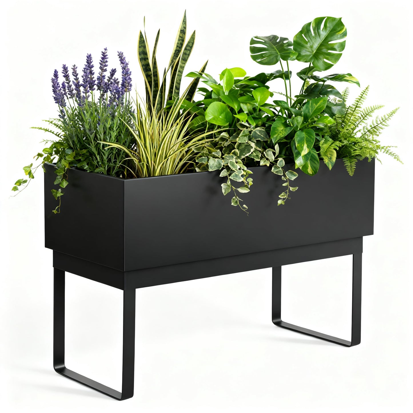 Worth Raised Metal Planter Box with Legs, 30"x12.5"x24" Elevated Garden Bed for Indoor & Outdoor Use – Matte Black Galvanized Steel Planter with Drainage Hole & Plug for Vegetables, Flowers & Herbs