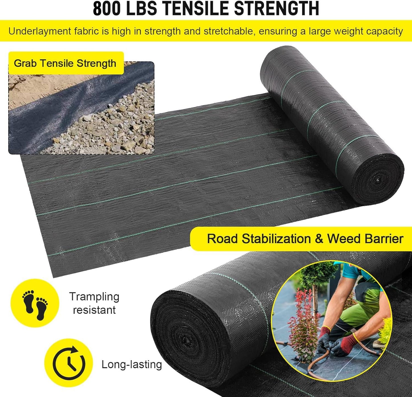 Driveway Fabric, 13x115 ft Road Fabric Commercial Weed Barrier Fabric, Landscape Fabric Heavy Duty 3.5OZ French Drain Fabric for Erosion Control,Landscape Fabric,Weed Barrier,Construction Projects