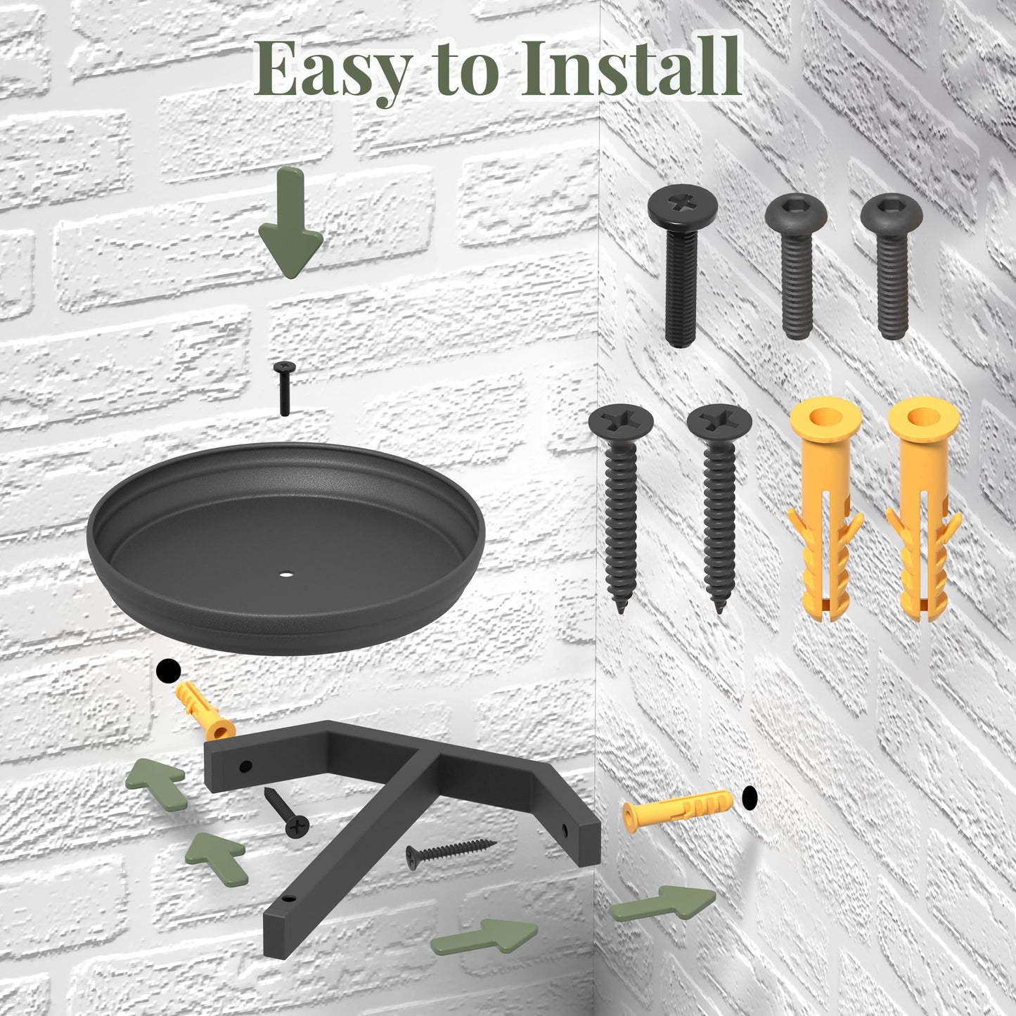 BXF Corner Wall Planters for Indoor Plants, 90 Degree Floating Shelves. Heavy Duty Mounted Holder, Minimalist Hanging Decor. Window Shelf Fits 4-7 Inch Pots (Black, 2 Pack)