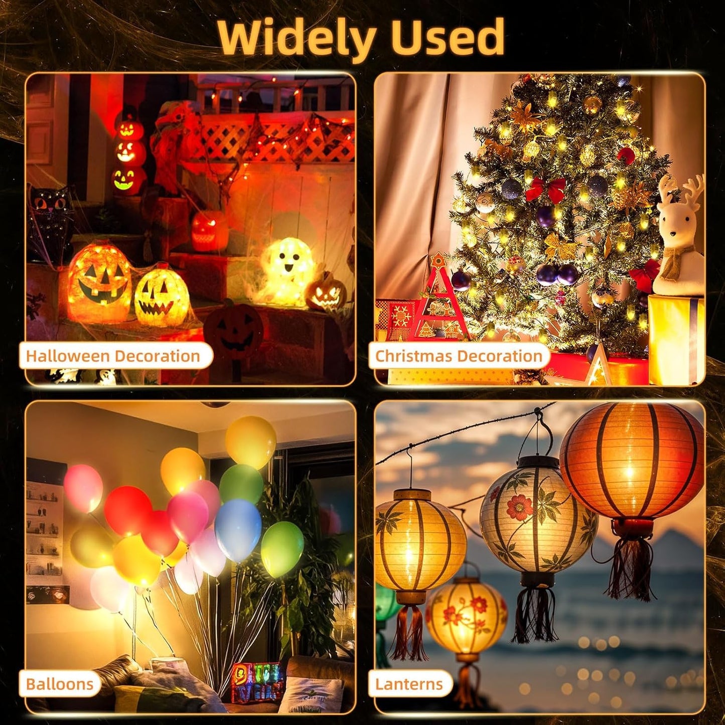 30x Battery Operated LED Party Lights Seasonal Lighting for Balloons Paper Lanterns, Waterproof - Warm White