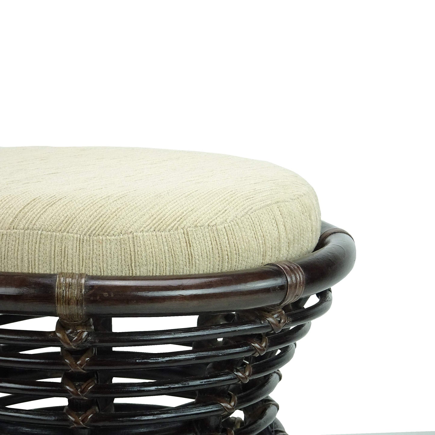 SunBear Furniture Handmade Natural Rattan Wicker Milan Ottoman Stool Vanity Bedroom Handmade Design ECO, Cognac (Light Brown)