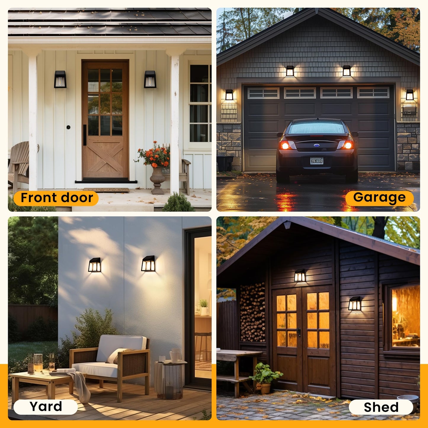 GIGALUMI Solar Fence Lights, 8 Pack Fence Outdoor Waterproof Lights Solar Powered, Warm White Yard Decorations for Garden, Post, Front Door, Backyard, Porch, Deck
