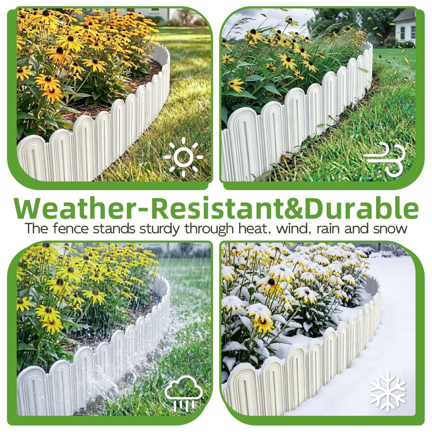 Vashly 20ft Landscape Edging No-Dig, 5.9 Inch Tall Garden Border, Flexible with 20 Stakes, 20 Pack for Flower Beds Lawn Yard Pathway(20, White)