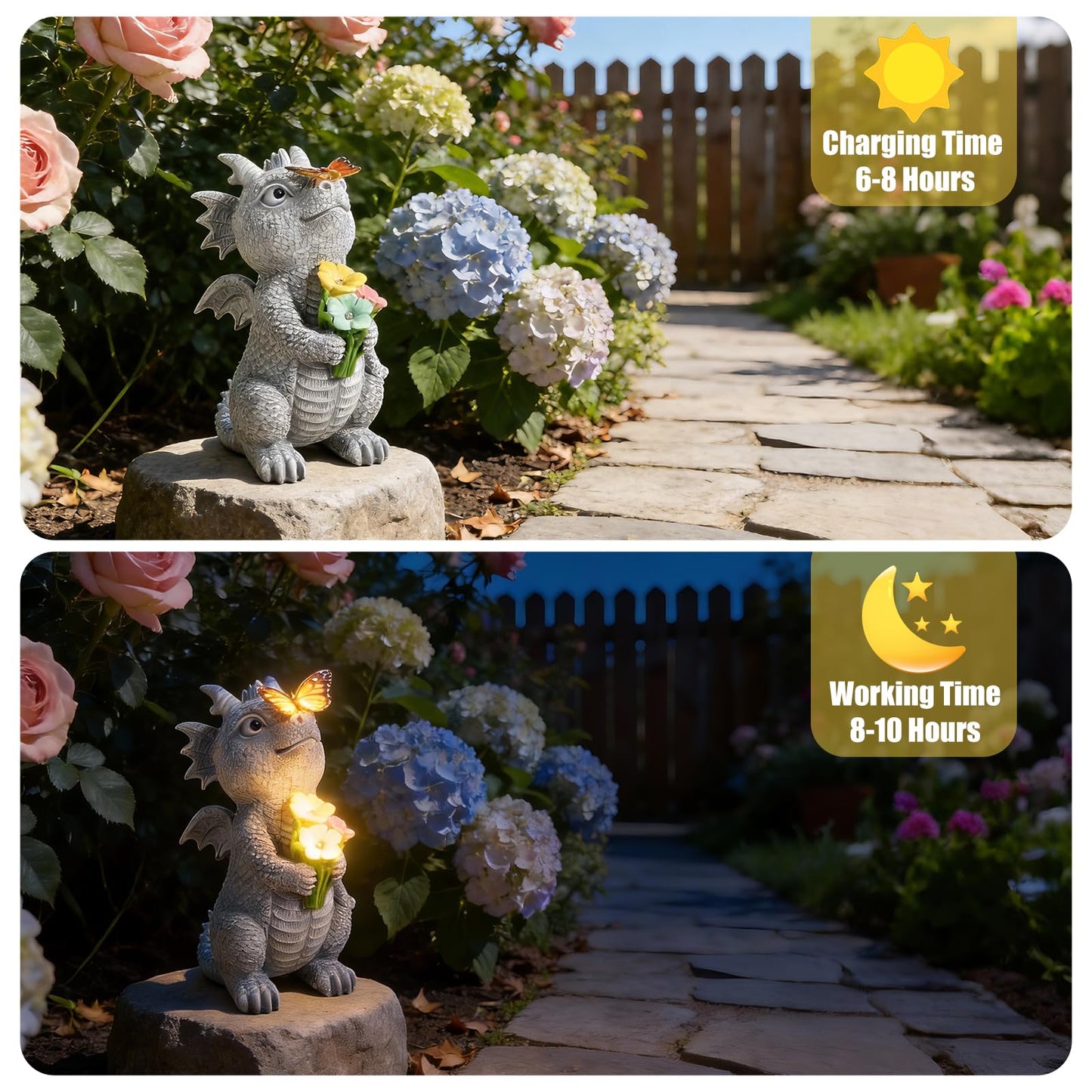 ehuoyan Solar Garden Dragon Statue Outdoor Garden Decor Lights Unique Dragon Gifts for Women Mom Yard Patio Decorations Solar Powered