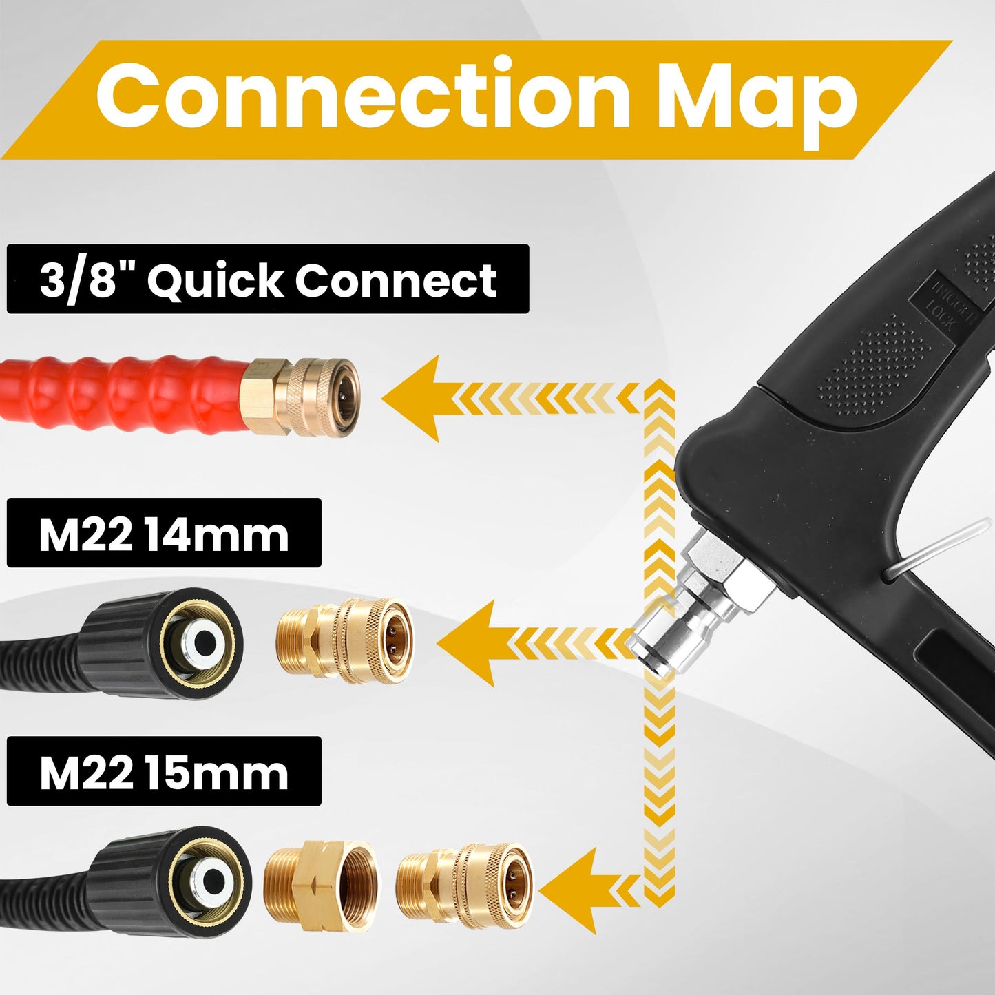 M MINGLE 20 FT Telescoping Pressure Washer Wand with Gutter Cleaner, Brush Head, 5 Nozzle Tips, and Hose Adapters for House Exterior, Window & Roof Cleaning