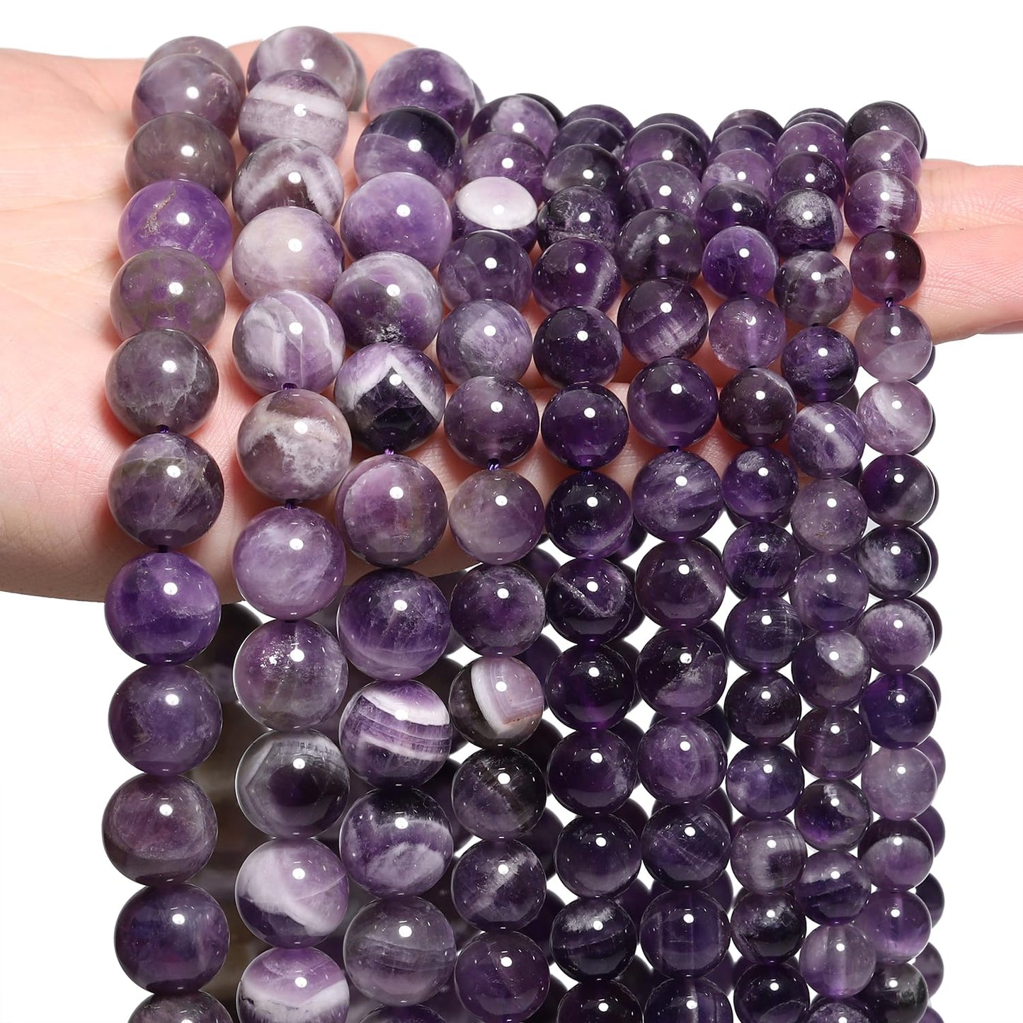 NITOPUPU 10mm 37pcs Amethyst Natural Stone Beads for Jewelry Making Supplies, Round Crystal Beads for Bracelets Necklace DIY Crafts