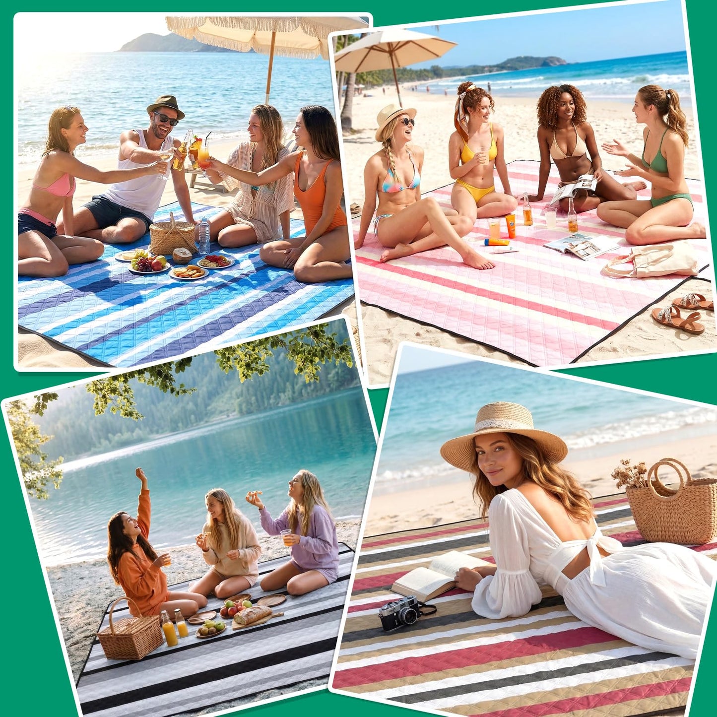 RYCHIC Waterproof Beach Blanket Picnic Outdoor Camping Mat Women Men Christmas Xmas Birthday Cool Ideas Best Friend Teacher Mother Day Mom Grandma Coworker Boss Bestie Adult Thank You Appreciation