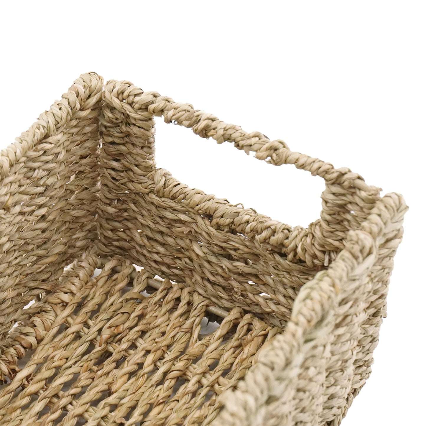 YRMT Small Seagrass Storage Basket Toilet Paper Baskets with Built-in Handles Bathroom Organizer Narrow Baskets for Organizing Toilet Tank 2 Pack (Seagrass)