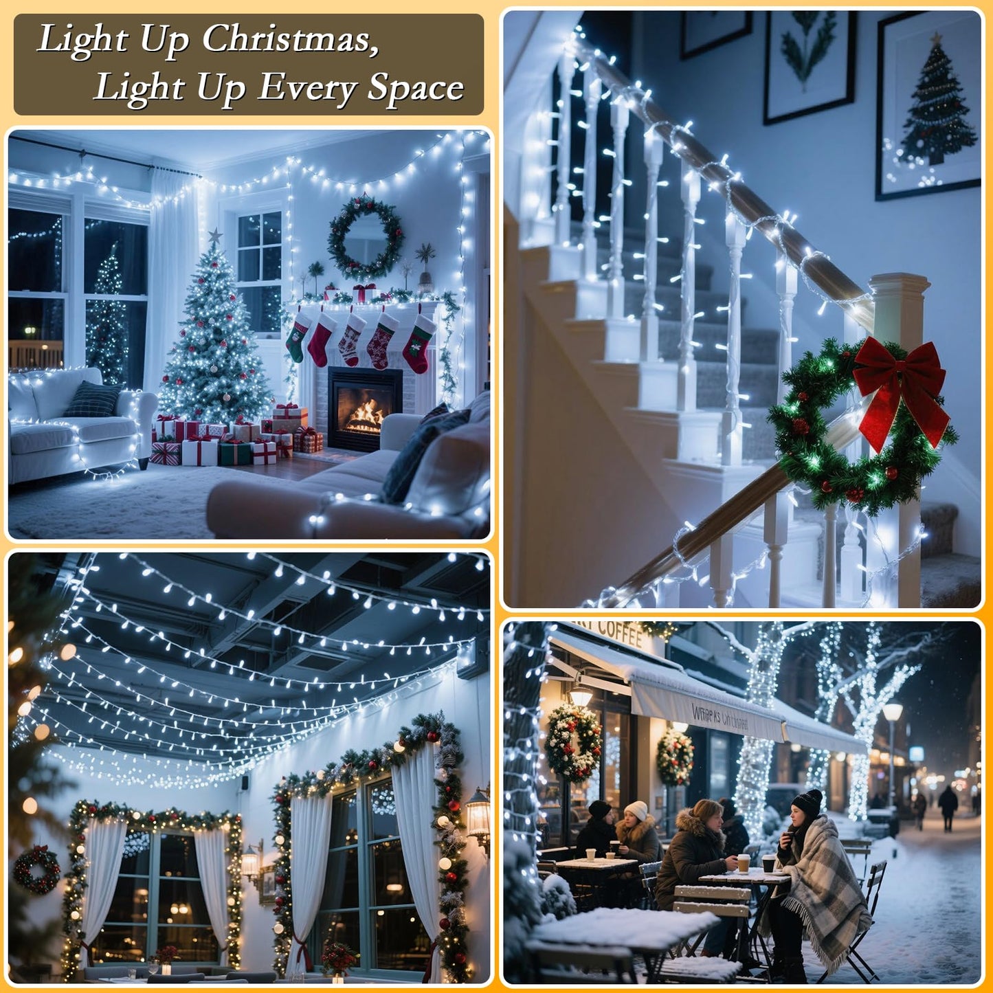 Soagrc 66FT 200 LED Christmas Tree Lights, Bright Cool White Outdoor Christmas String Lights for House, Fairy Lights with 8 Modes, Waterproof & Durable Indoor Outdoor Decor, Timer Included