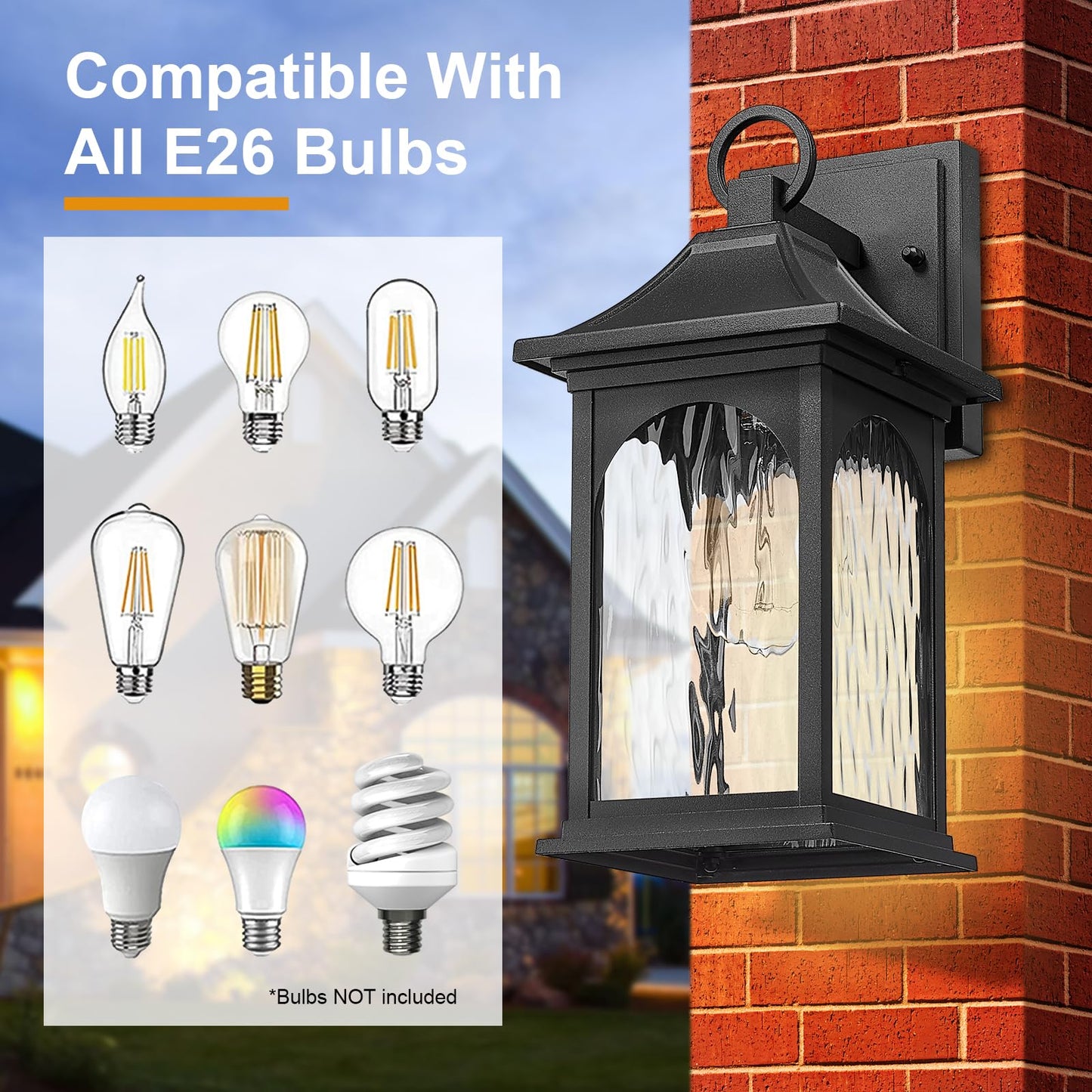 Starcurin Porch Lights Outdoor Wall Light Fixtures 12.8 Inch Waterproof Aluminum, Outdoor Carriage Lights Exterior Wall Sconce Light E26 Socket Outside Lights for House Front Door Garage