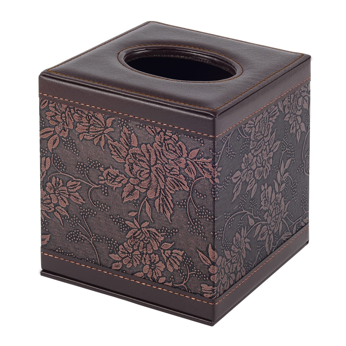 Tissue Box Cover Square,Modern Leather Tissue Box Holder for Napkin Facial Paper Organizer Bottom with Magnet Reinforcement for Home/Hotel/Restaurant/Office/car/Living Room(Retro)
