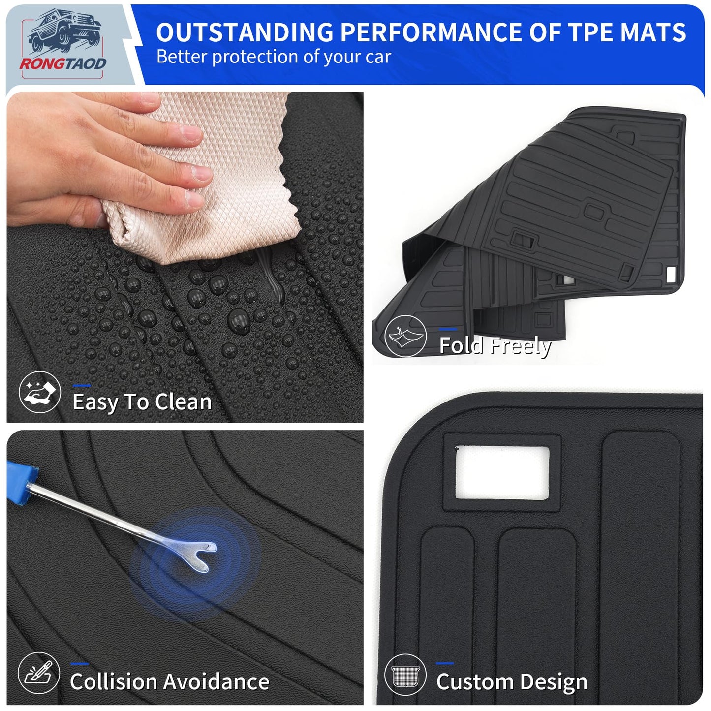 Rongtaod Floor Mats Compatible with 2026 Hyundai Palisade Gas Cargo Mat Trunk Mat Cargo Liner 7-Seater Back Seat Protector All Weather Palisade Accessories (Floor Mats+Trunk Mat with Backrest Mat)