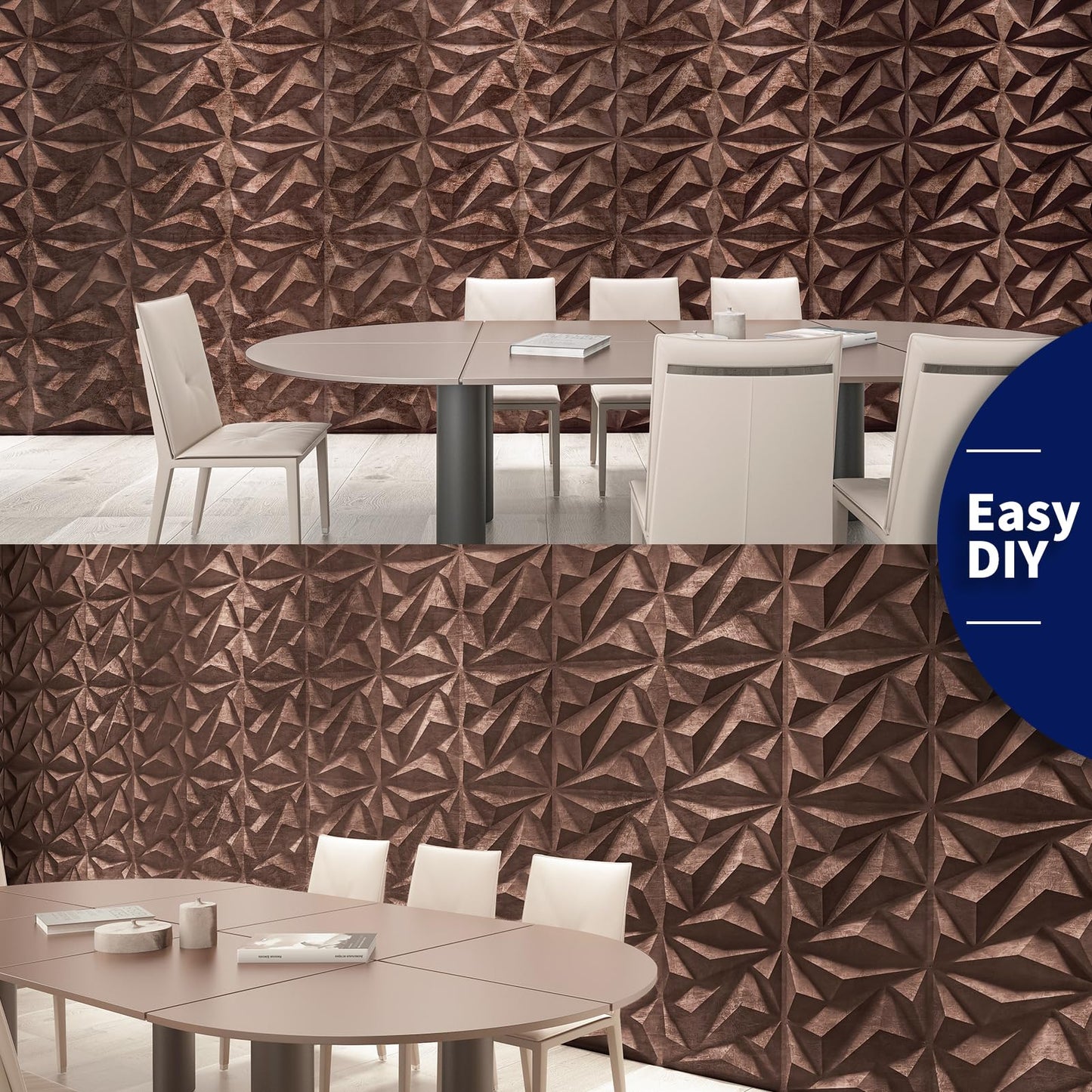 Art3dwallpanels PVC 3D Wall Panel Diamond for Interior Wall Décor, Wall Decor PVC Panel, 3D Textured Wall Panels, Pack of 12 Tiles, Antique Copper
