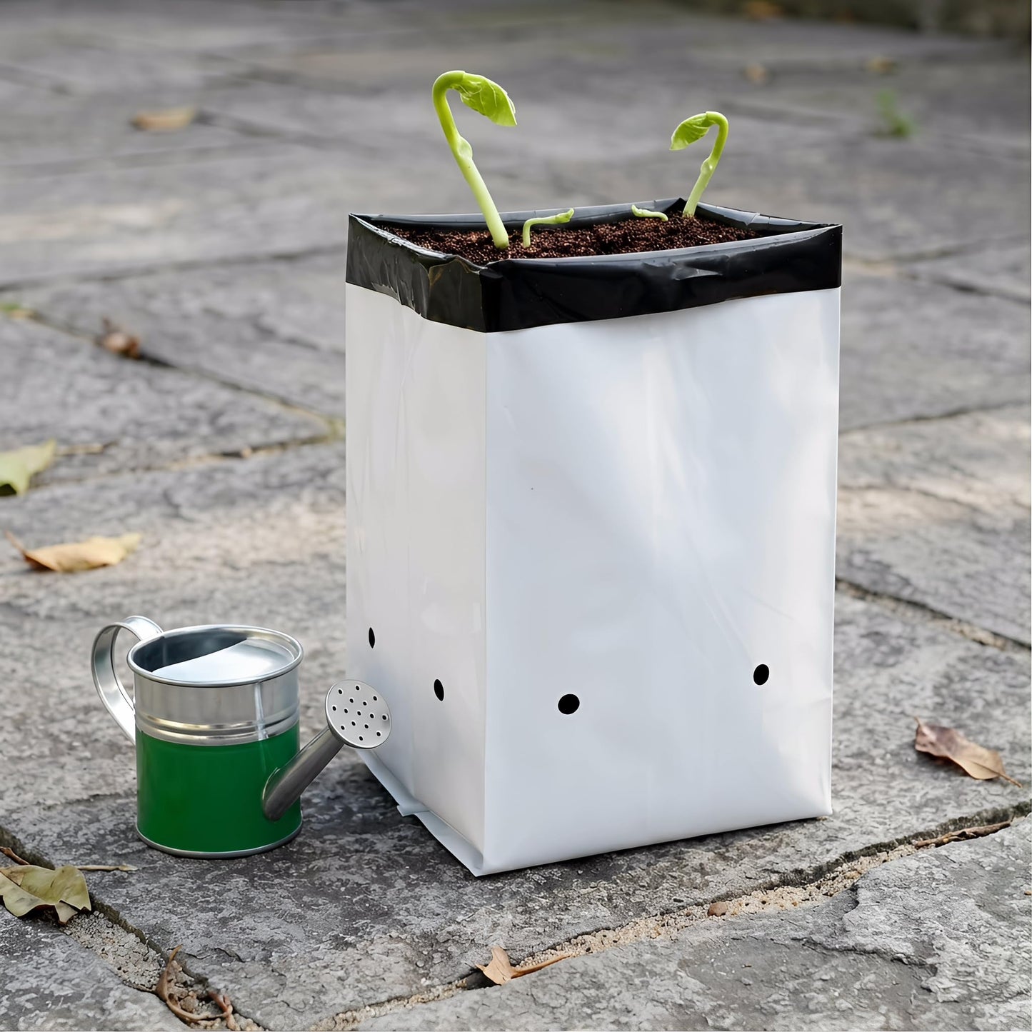 Lawei 100 Pack 1 Gallon Plastic Grow Bags - Black and White Plant Nursery Bags Seeding Bags for Vegetable Flower Plant, Thick Plastic Bag for Potting Seedlings, and Rooting, Square Shape