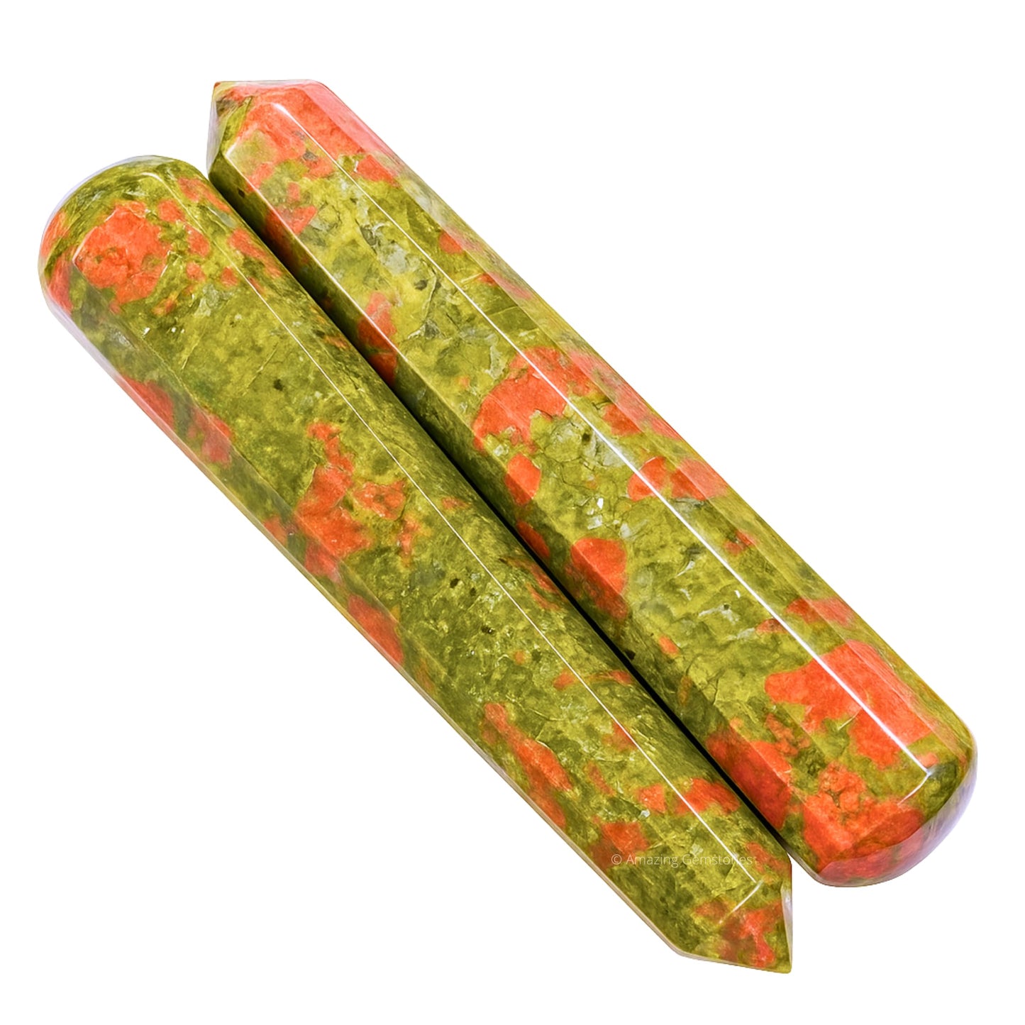 Amazing Gemstone Unakite Crystal Wand Massage Stick - Pelvic Wand Gua Sha for Adults - Crystals and Healing Stones Massage Wands for Adults Gifts (Pointed)