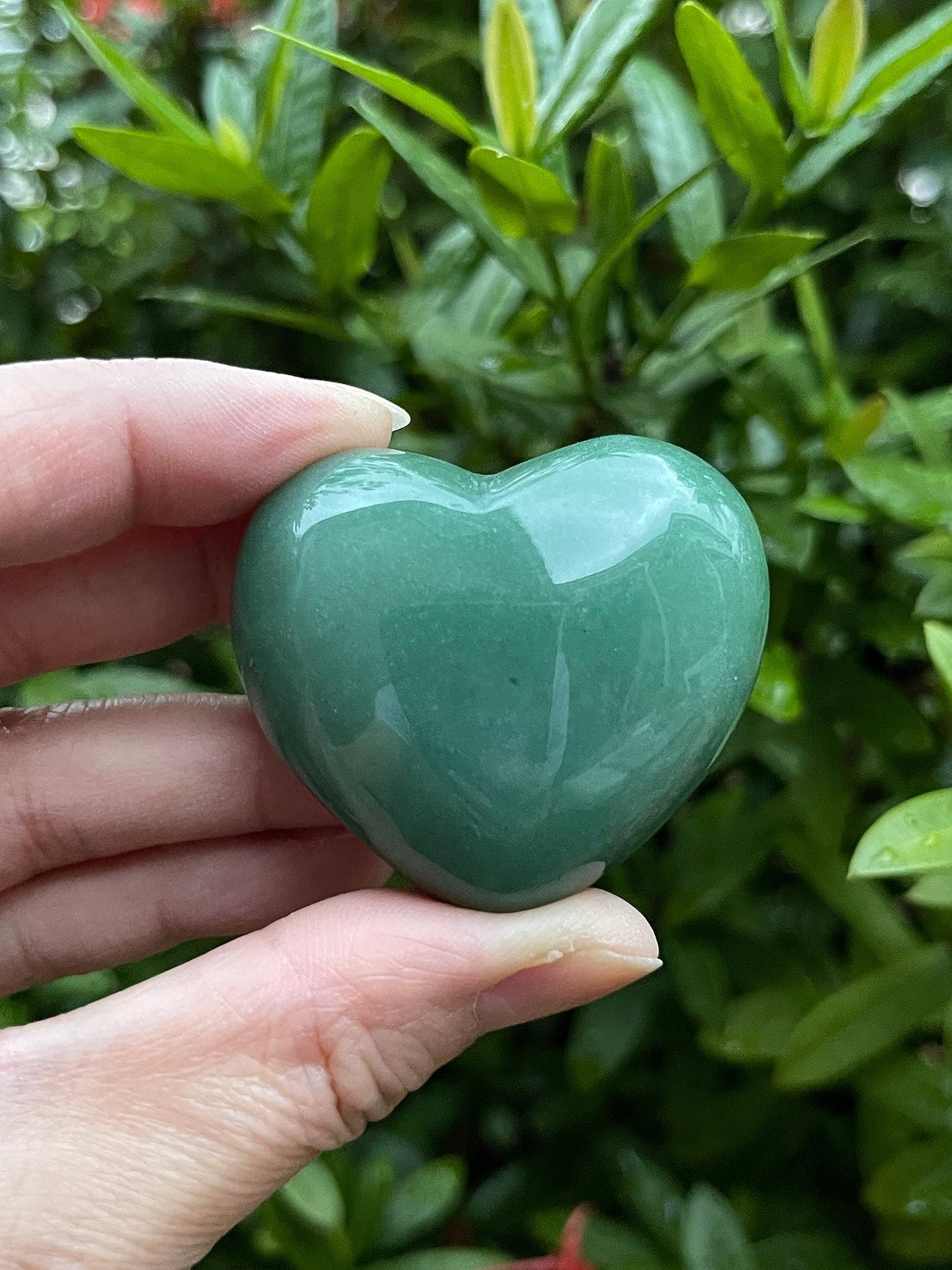 Green Aventurine Gemstone Hearts, Polished Green Aventurine Puffy Hearts, Green Aventurine Crystal Palm Stone, Green Aventurine Healing Crystal Hearts (1 Heart）