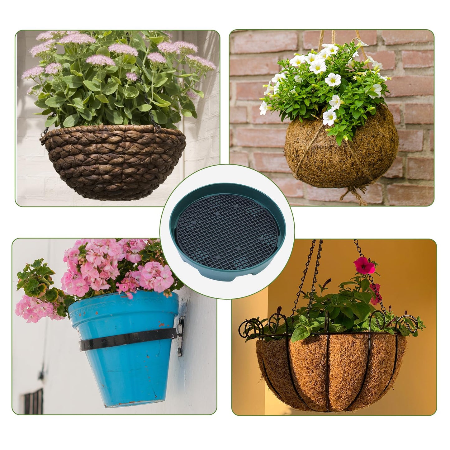 10 Set Invisble Hanging Basket Insert 5.1”Hang Basket Drip Pan Invisble Self Watering Planter Insert Plant Saucers Tray Plastic Water Catcher Tray Plant Auto Watering Devices For Hanging Basket