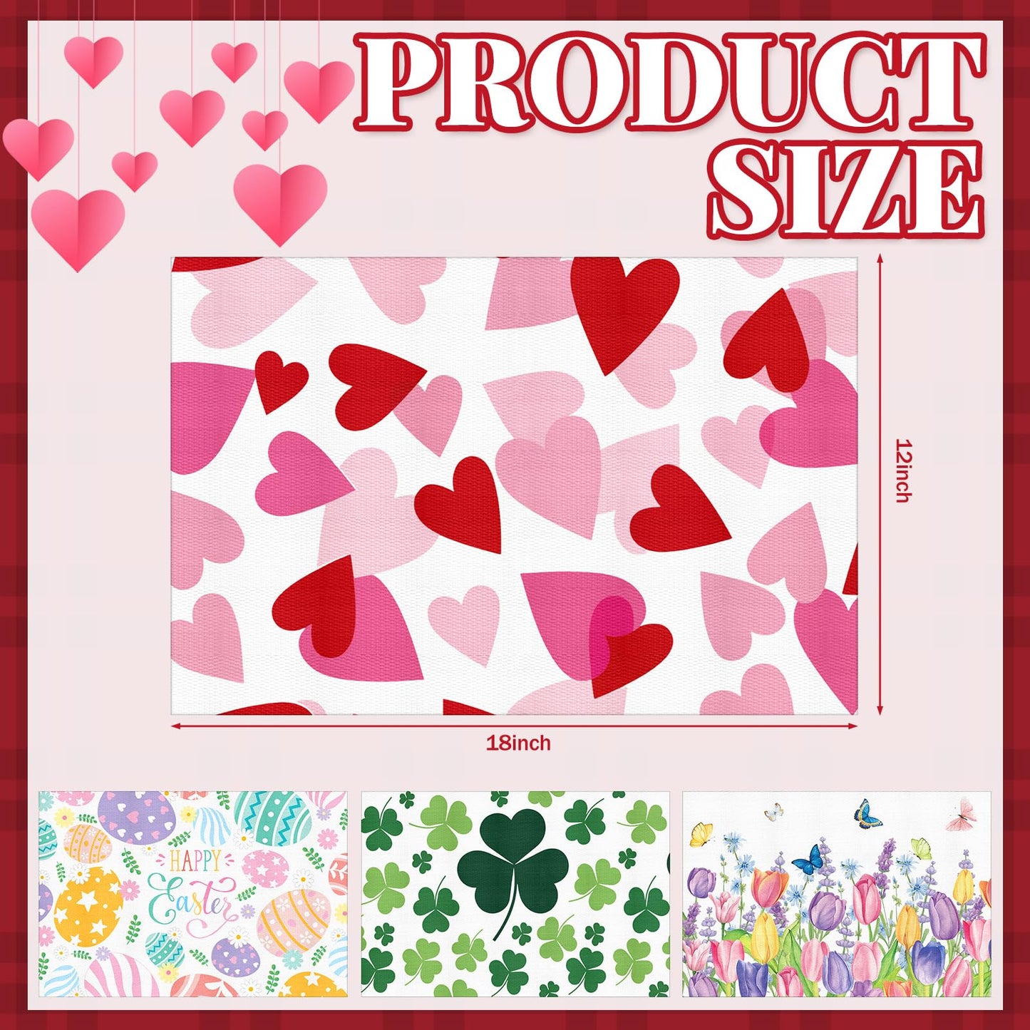 CHENGU 8 Pcs Spring Seasonal Holiday Placemats 12x18 Inch Plastic Spring Tulip Flower Table Mats for Party Home Dining