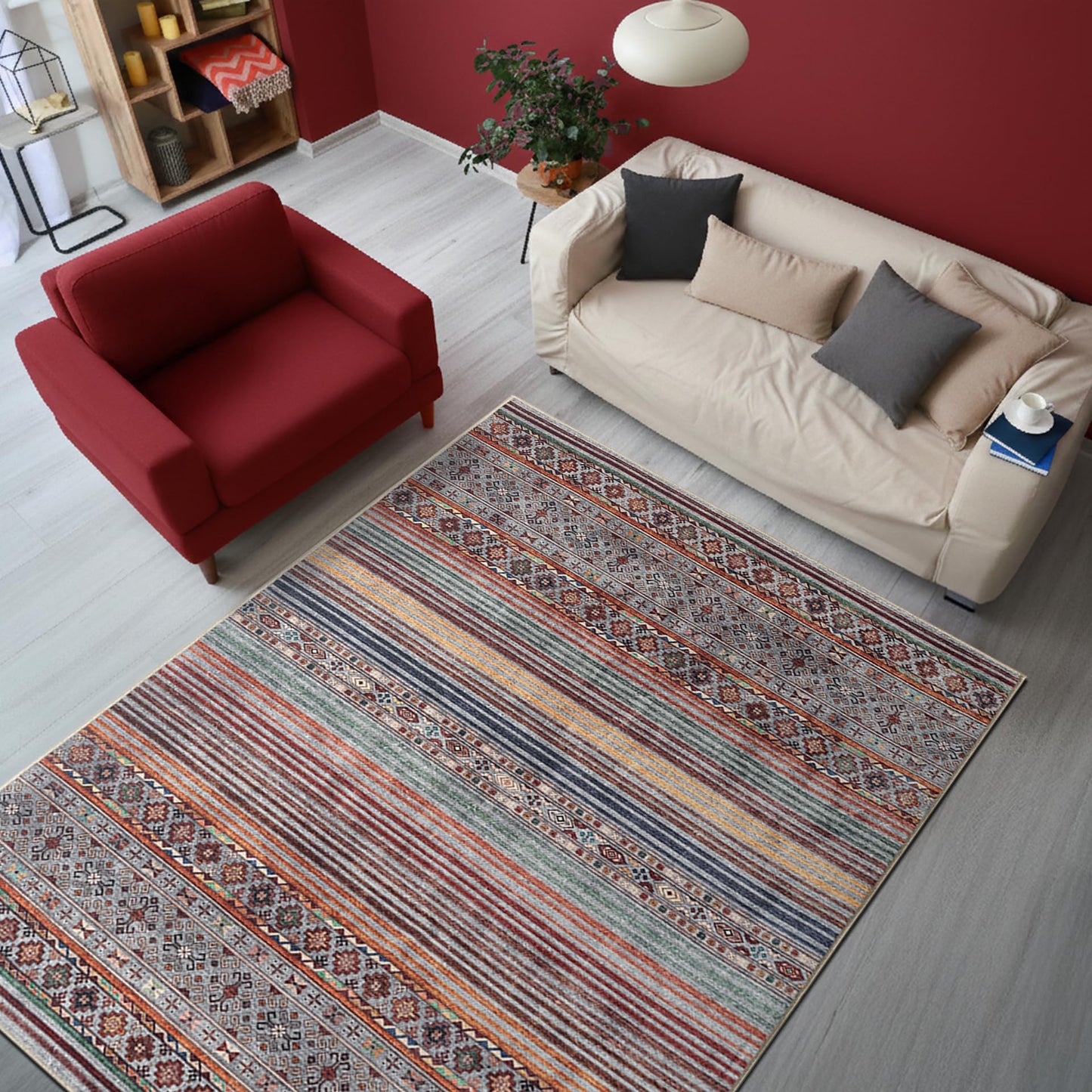 Keen Home Design 3x5 Rug - Machine Washable Entry Rug with Non-Slip Backing, Ideal for Enteryway, Kitchen, Bathroom, Laundry Room - Vintage, Easy Clean, Durable, Low Pile Rug - (3' x 5')