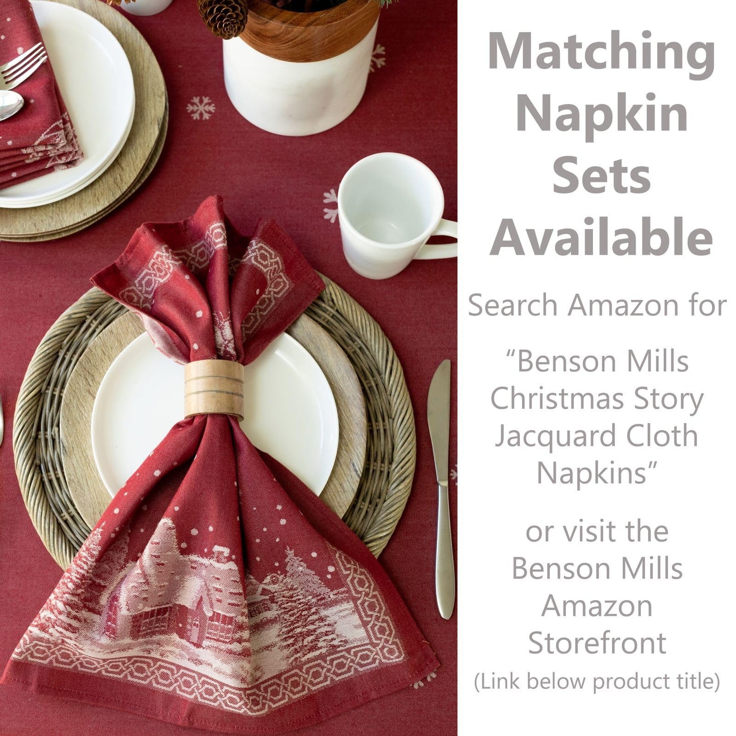 Benson Mills Engineered Jacquard Heavyweight Fabric Table Cloth, Holiday, Winter, and Christmas Tablecloth (Christmas Story, 60" x 120" Rectangular)