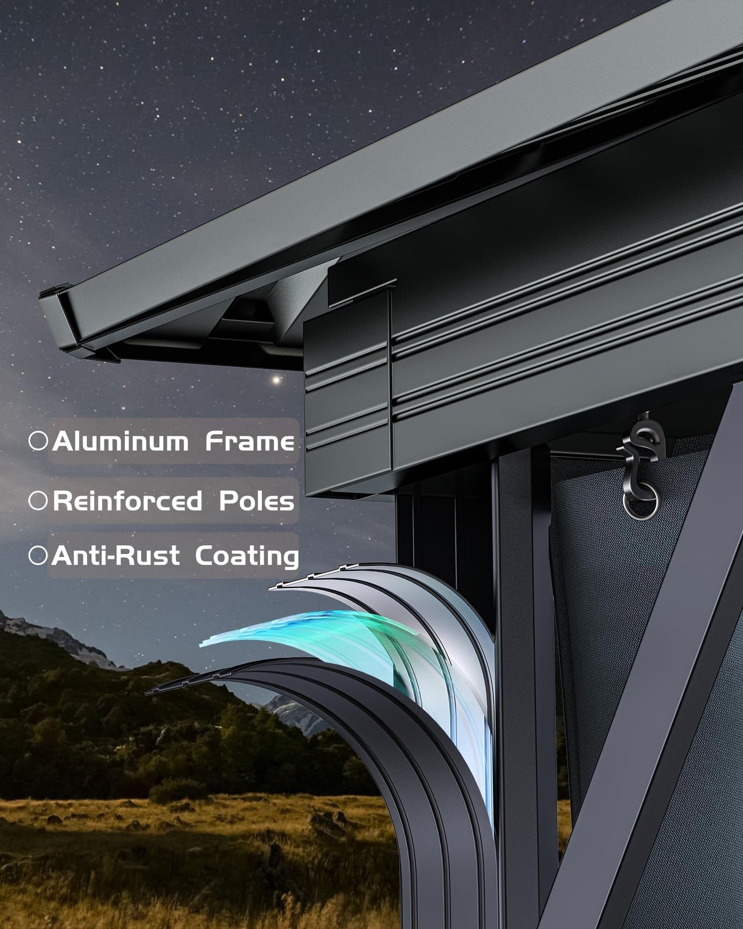 12Ft x 16Ft Hardtop Gazebo, Aluminum Metal Outdoor Gazebo with Breathable Netting and Curtains, Double Metal Roof, Galvanized Steel Heavy Duty Gazebos for Backyard, Wedding, Party
