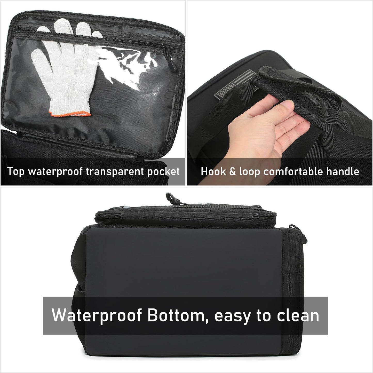 15-Inch Tool Bag Multi-purpose Tool Organizer Bag For Men with Shoulder Strap, Tactical Range Bag Work Tote for Repairman, Carpenters, Handymen (Black)