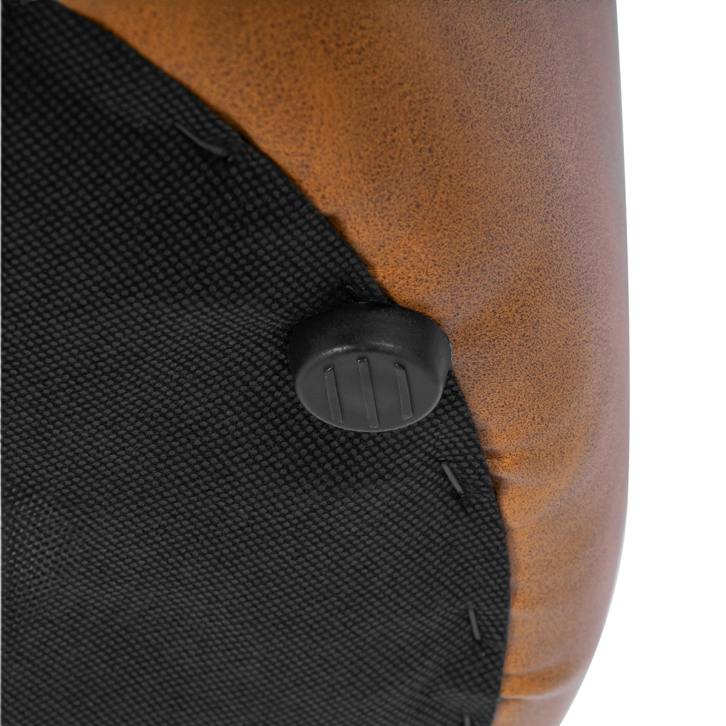 HomePop Upholstered Faux Leather Round Ottoman (No Lid, Seat Only) | HomePop Home Décor | Round Pouf Foot Rest – Camel Brown Faux Leather