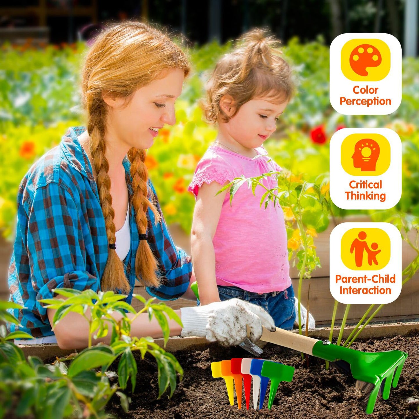 Kids Gardening Tools, Toddler Gardening Set for Kids Includes Rake, Shovel, Trowel, Apron Gloves Watering Can and Tote Bag, Spray Bottle, Kids Garden Tools Best Outdoor Toys Gift for Boys and Girls