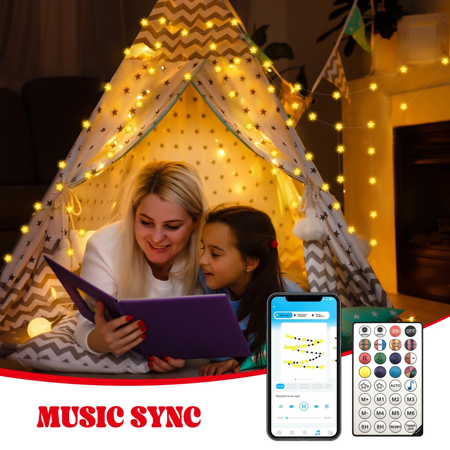 LiuZpatial Smart Star Lights for Bedroom Indoor, 33 FT 80 LED USB Star Ttring Lights, App & Remote Control, Timer Music Sync