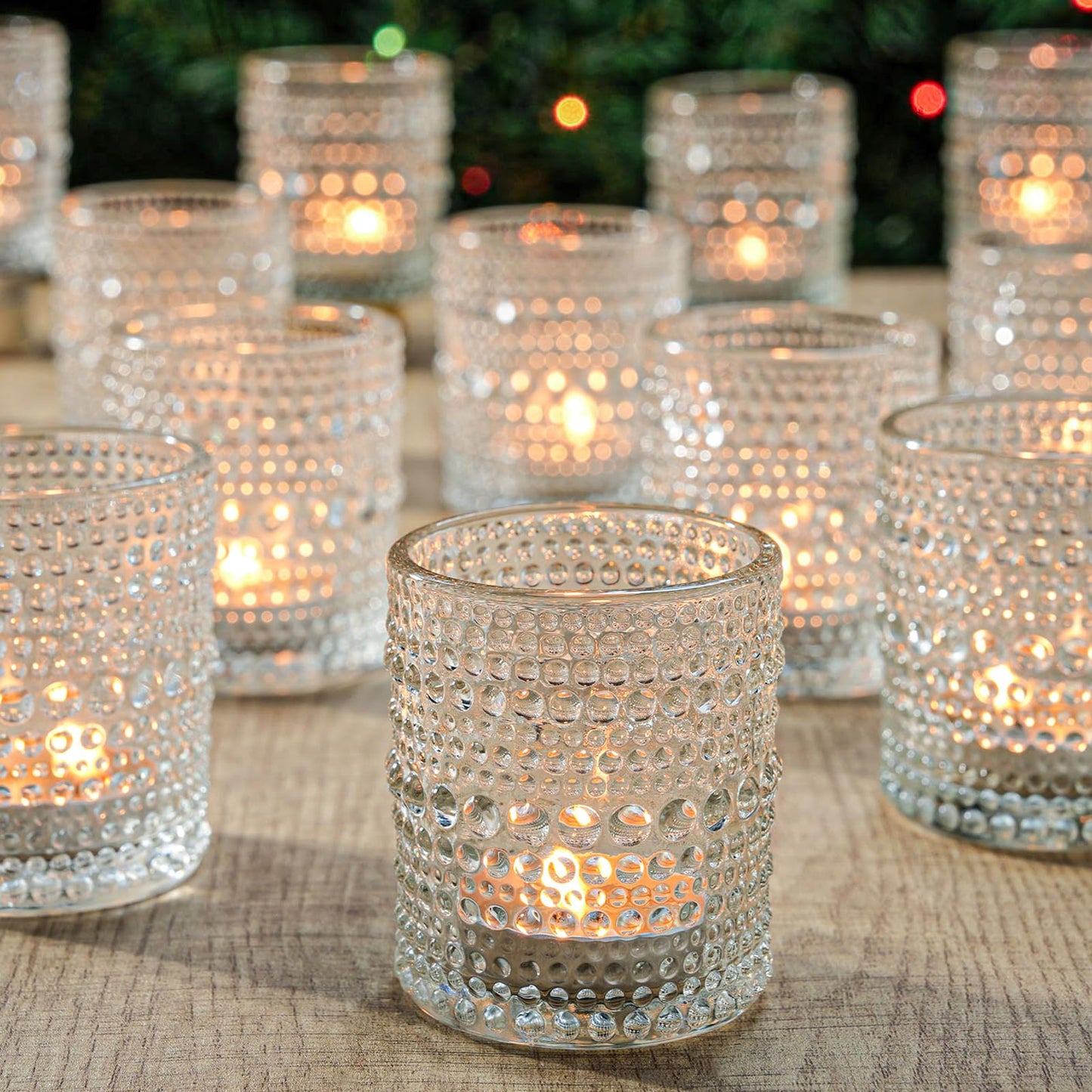 24 Pack Votive Candle Holders, Clear Glass Tealight Candle Holders DIY Wax Filling for Wedding, Tea Light Candles Holder for Home Table Decoration