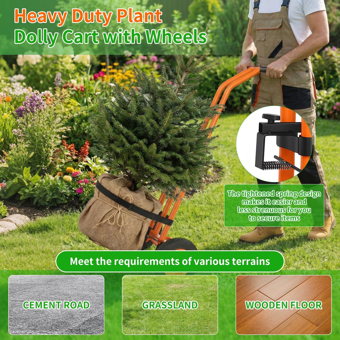 Plant Dolly,Plant Caddy With Wheels,Cart With Adjustable Grabbing Arm For Garden Plant Pot Mover Trolley Cart With Strap, For Indoor & Outdoor, 200 Lbs Weight Capacity, Enhanced And Upgraded Version